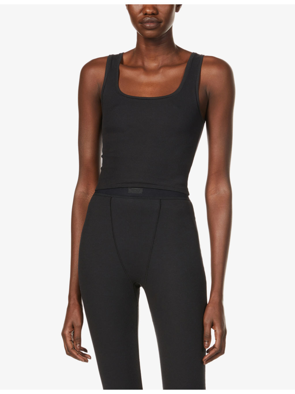 Ribbed stretch-cotton tank top - 3