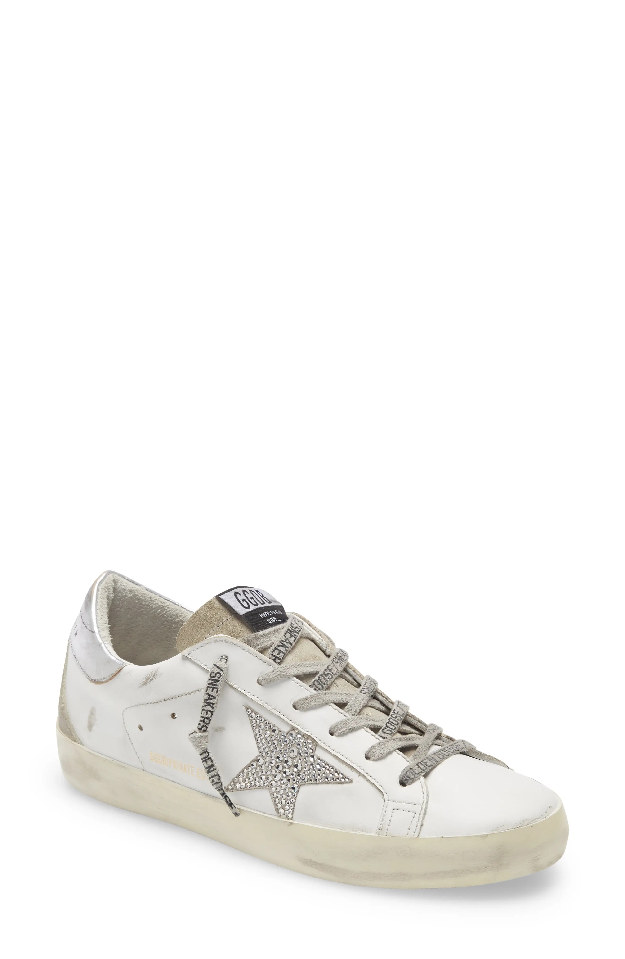 Super-Star Crystal Embellished Sneaker in White/Ice/Silver - 1