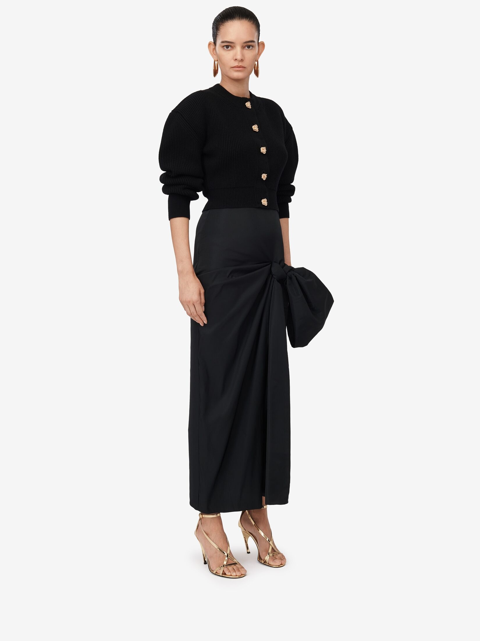 Women's Cocoon Sleeve Cardigan in Black - 3