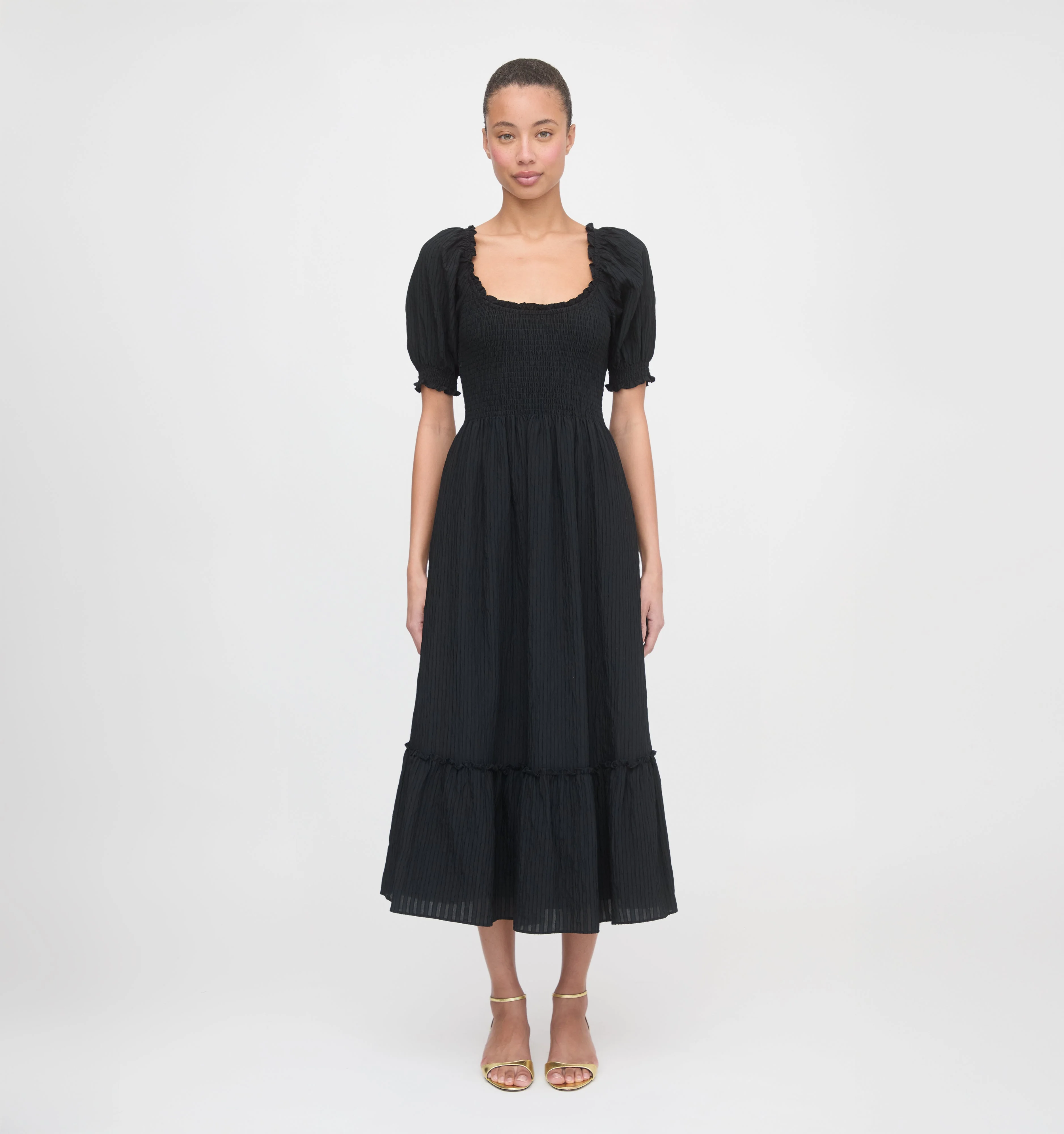The Louisa Nap Dress - Black Tonal Seersucker - 1