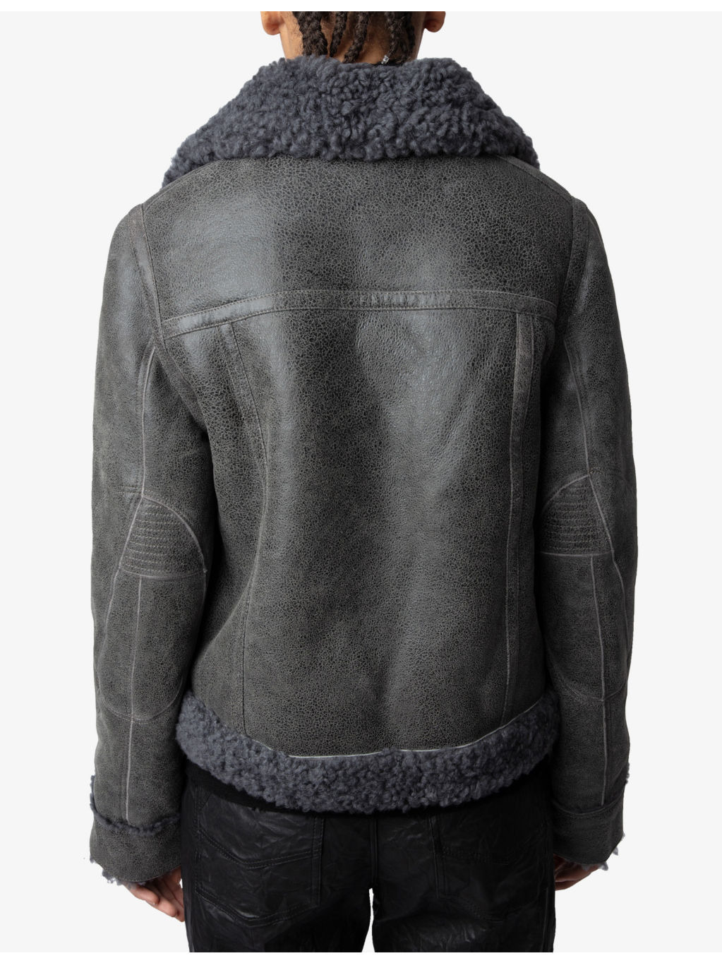 Kady regular-fit shearling and leather jacket - 4