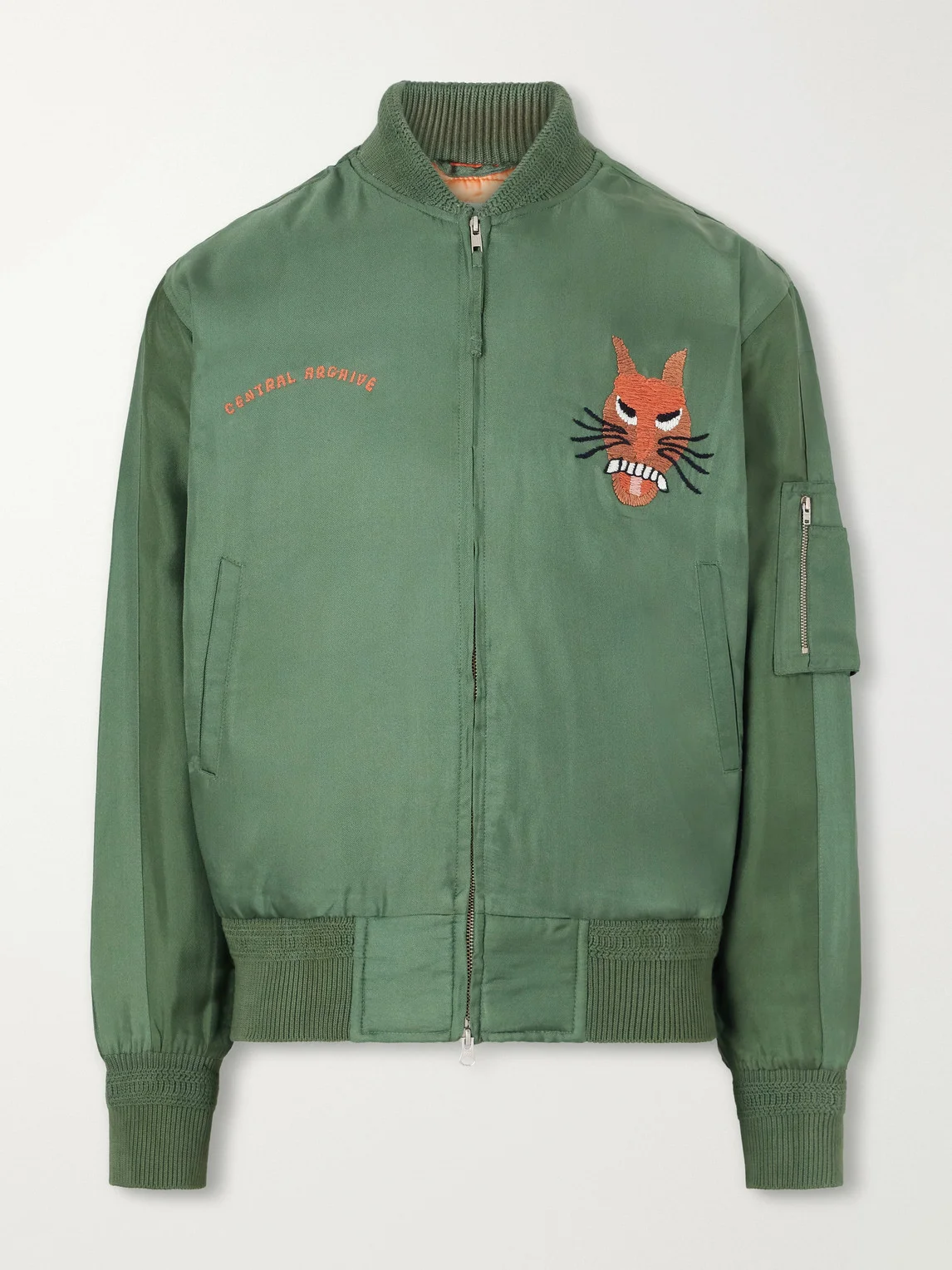 Max Embroidered Silk-Twill Bomber Jacket - 1