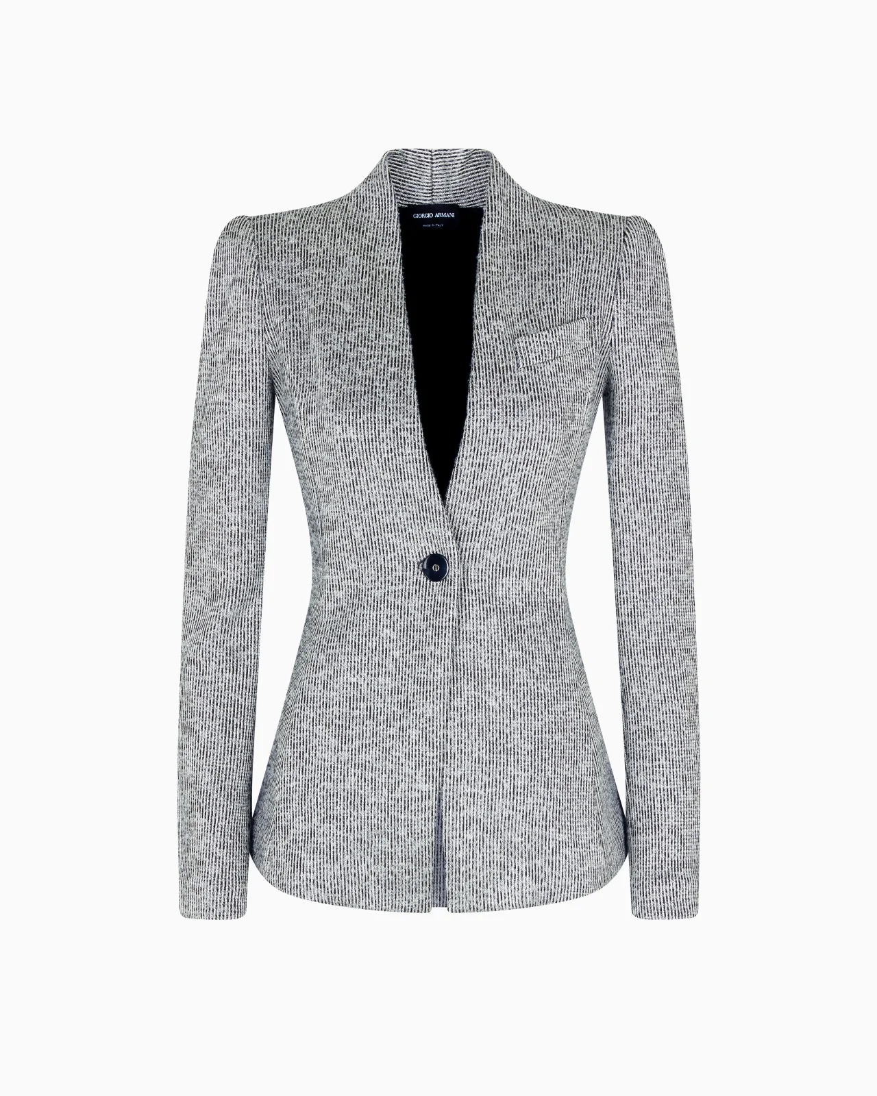 SINGLE-BREASTED JACKET IN STRIPED JACQUARD VISCOSE JERSEY - 1