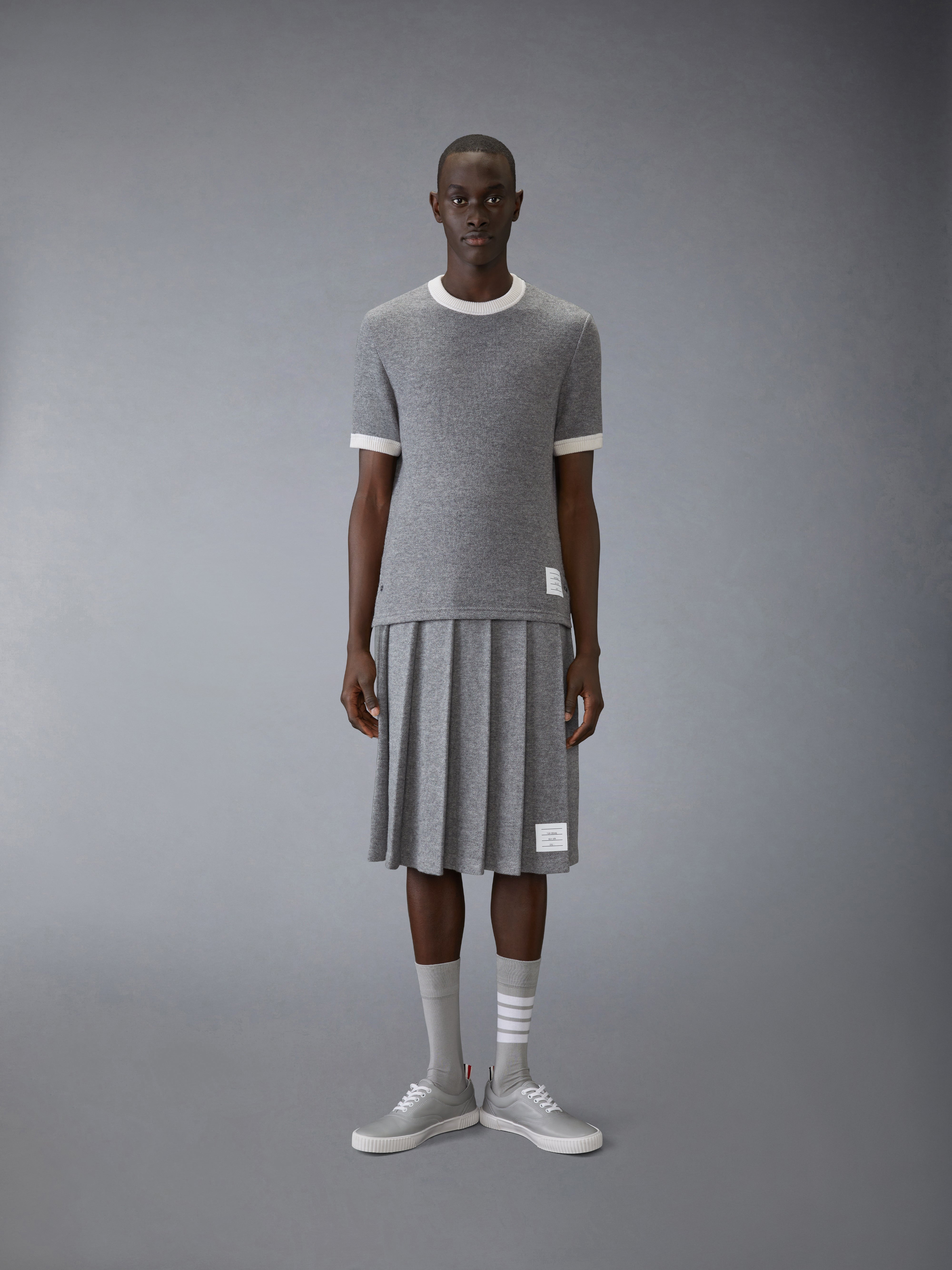 CASHMERE PIQUET SHORT SLEEVE RINGER TEE - 4