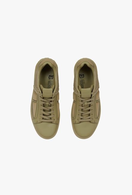 Khaki calfskin and neoprene B-Court sneakers - 4