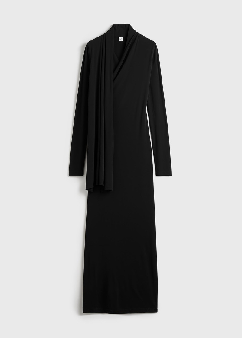 Overlapped jersey dress black - 1