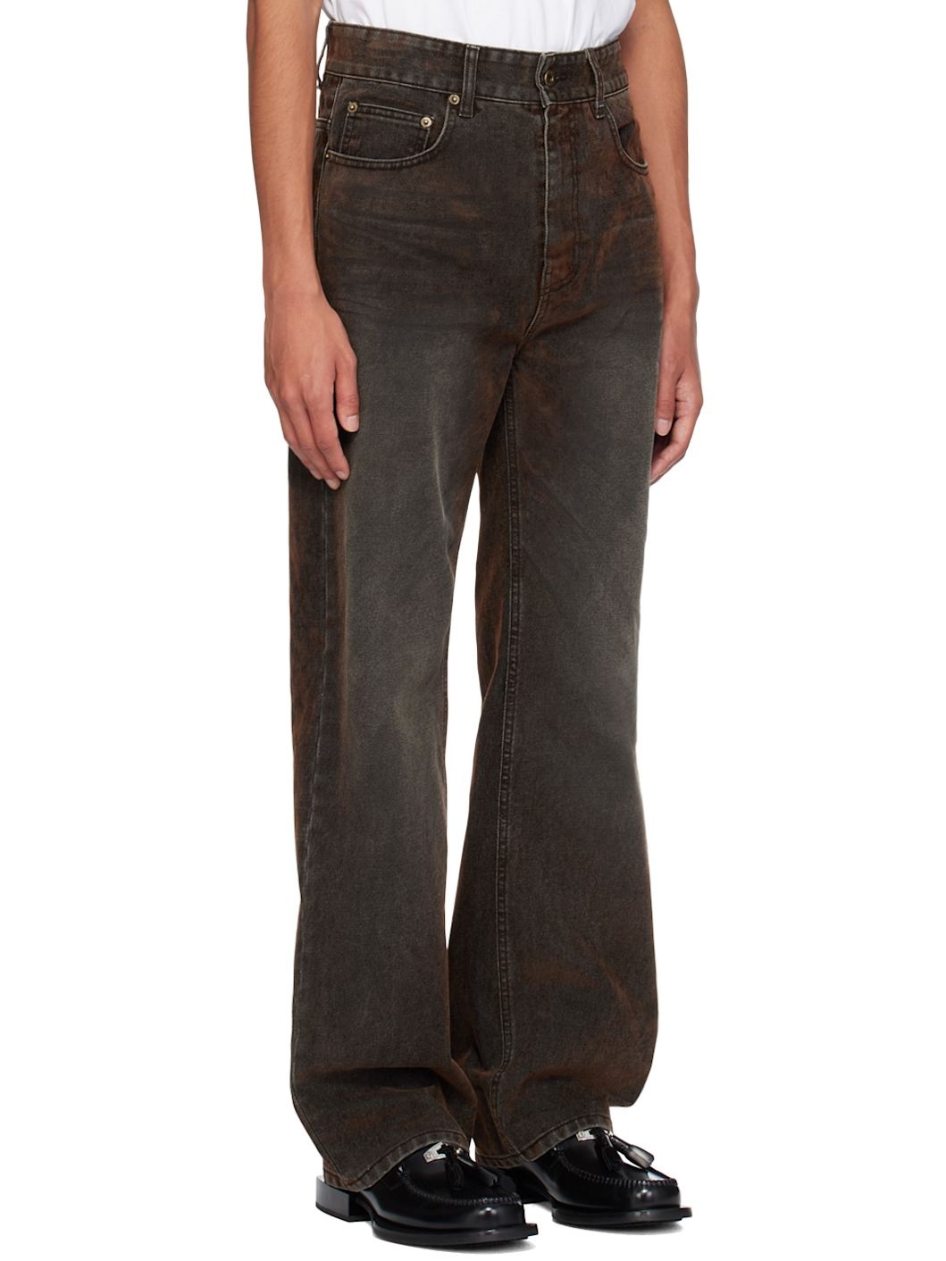 Brown Flocked Jeans - 2