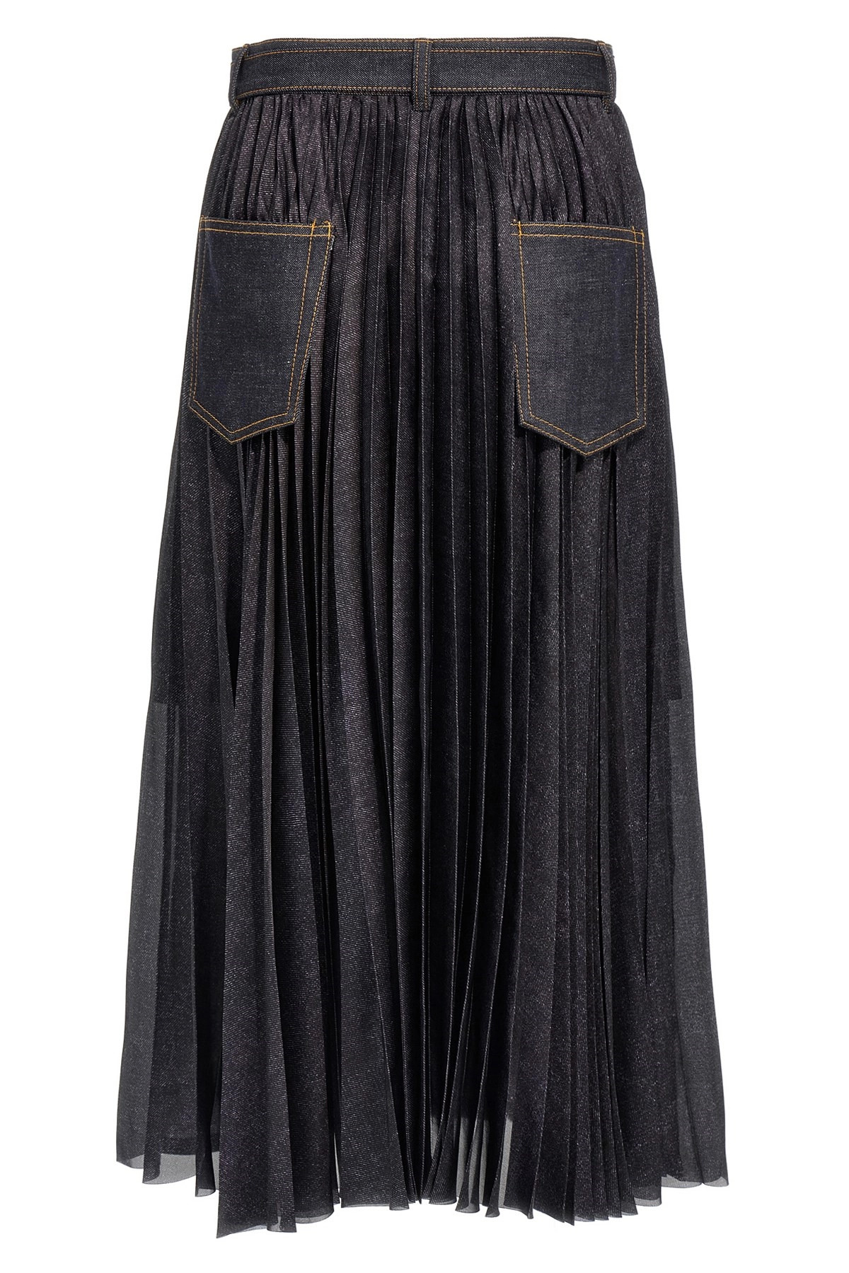 Pleated denim skirt - 3