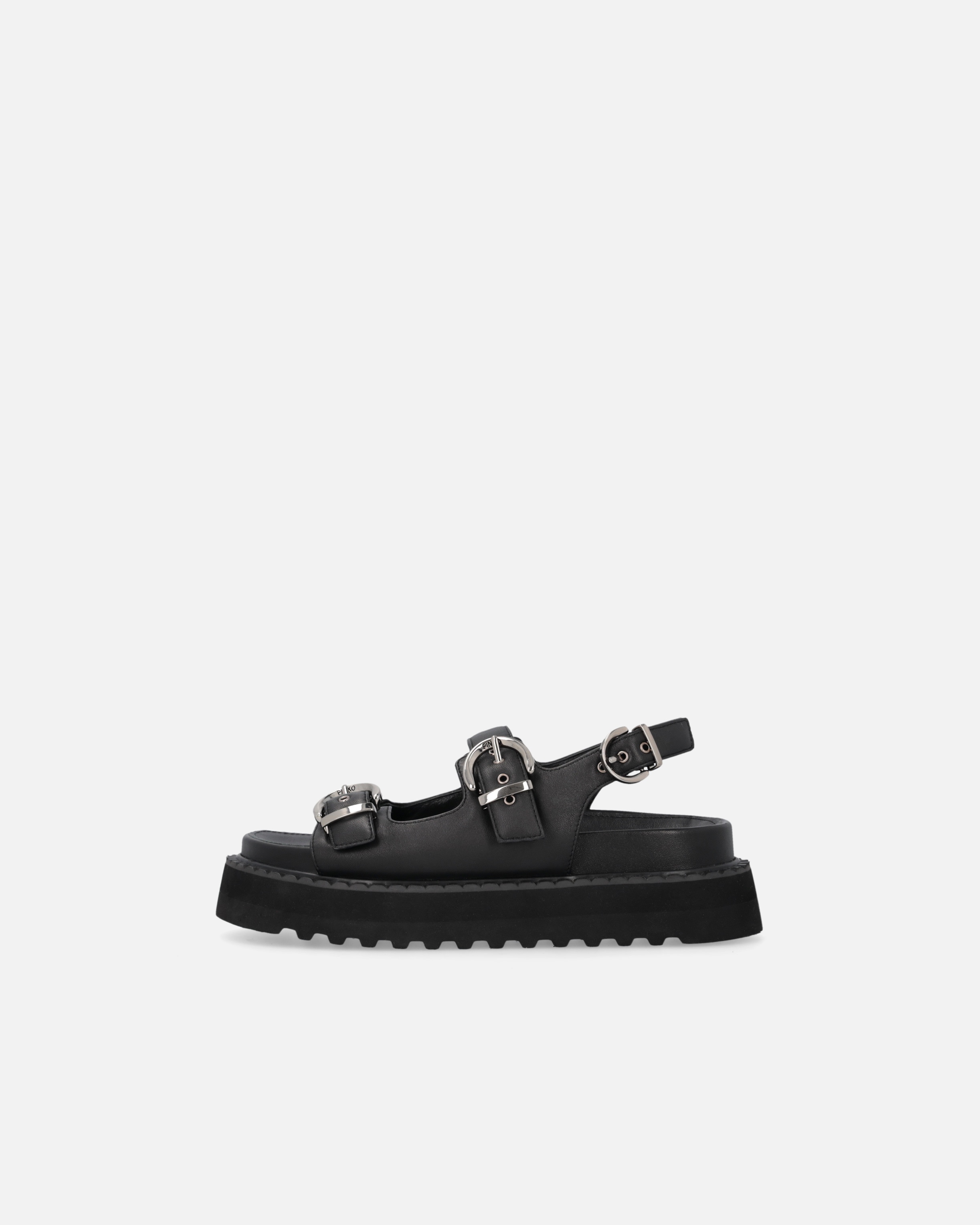 PINKO NAPPA LEATHER SANDALS WITH STRAPS AND WEDGE HEEL
