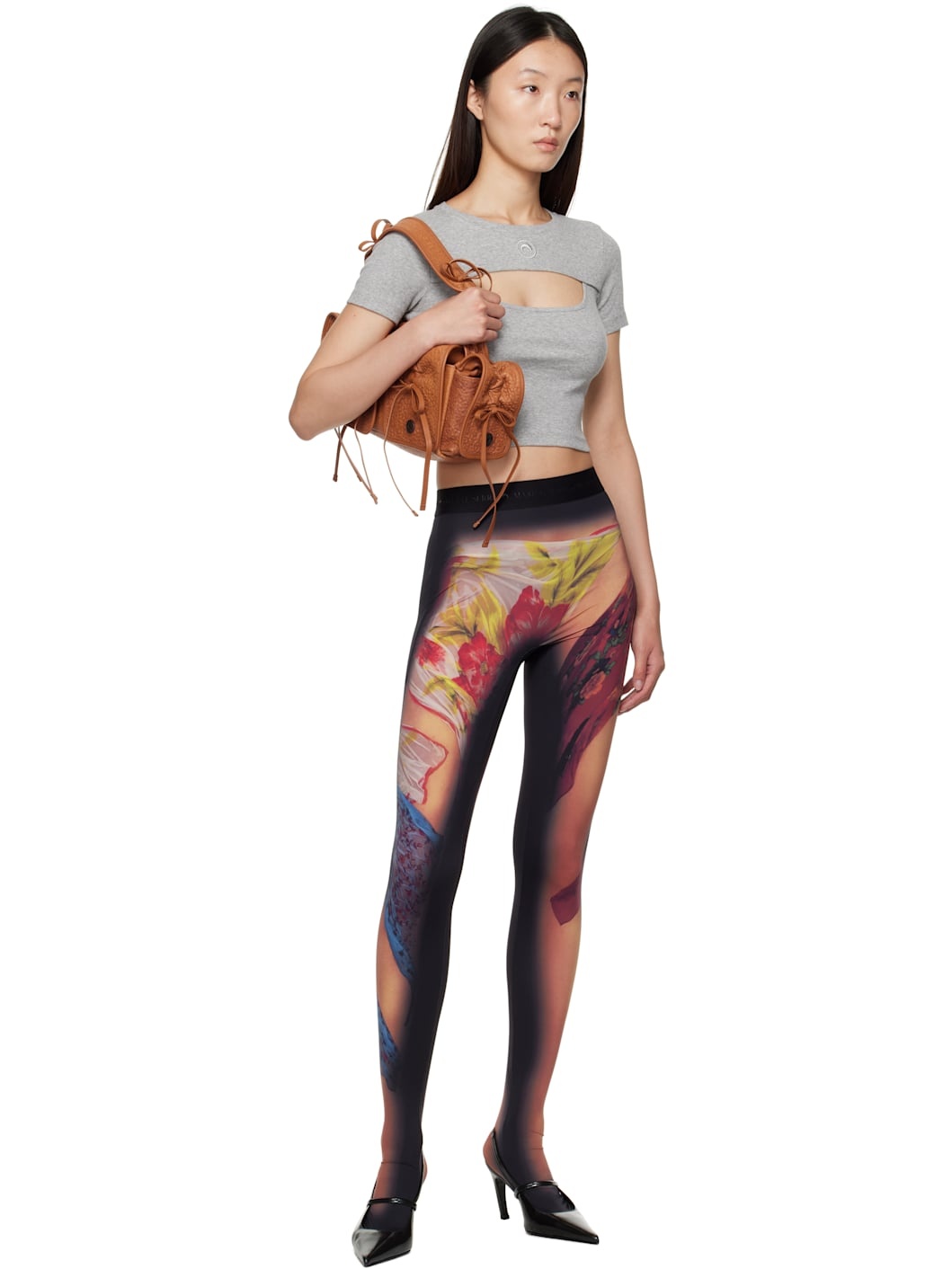 Multicolor Recycled Draped Statue Jersey Leggings - 4