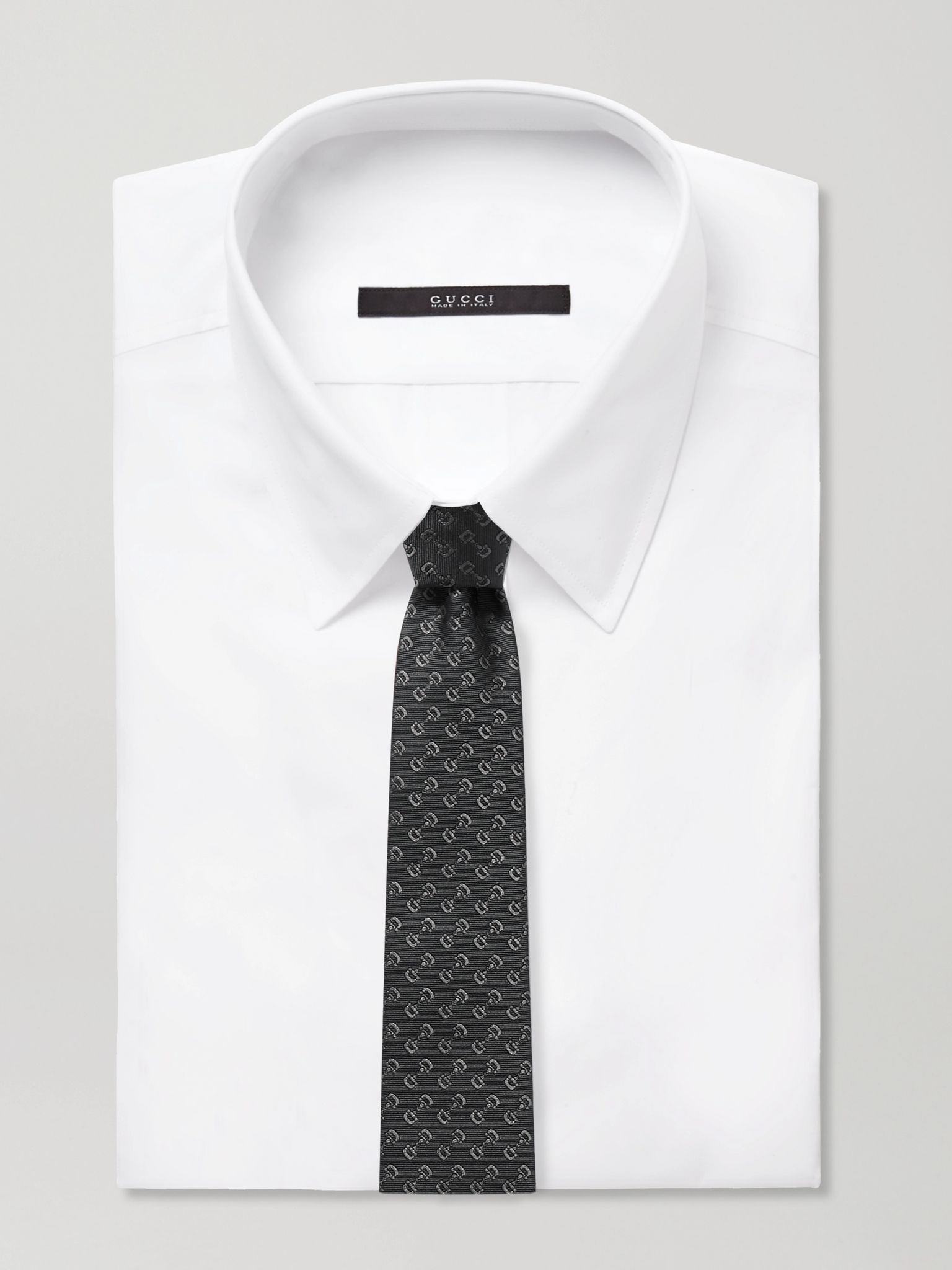 7cm Horsebit Silk-Jacquard Tie Black - 2