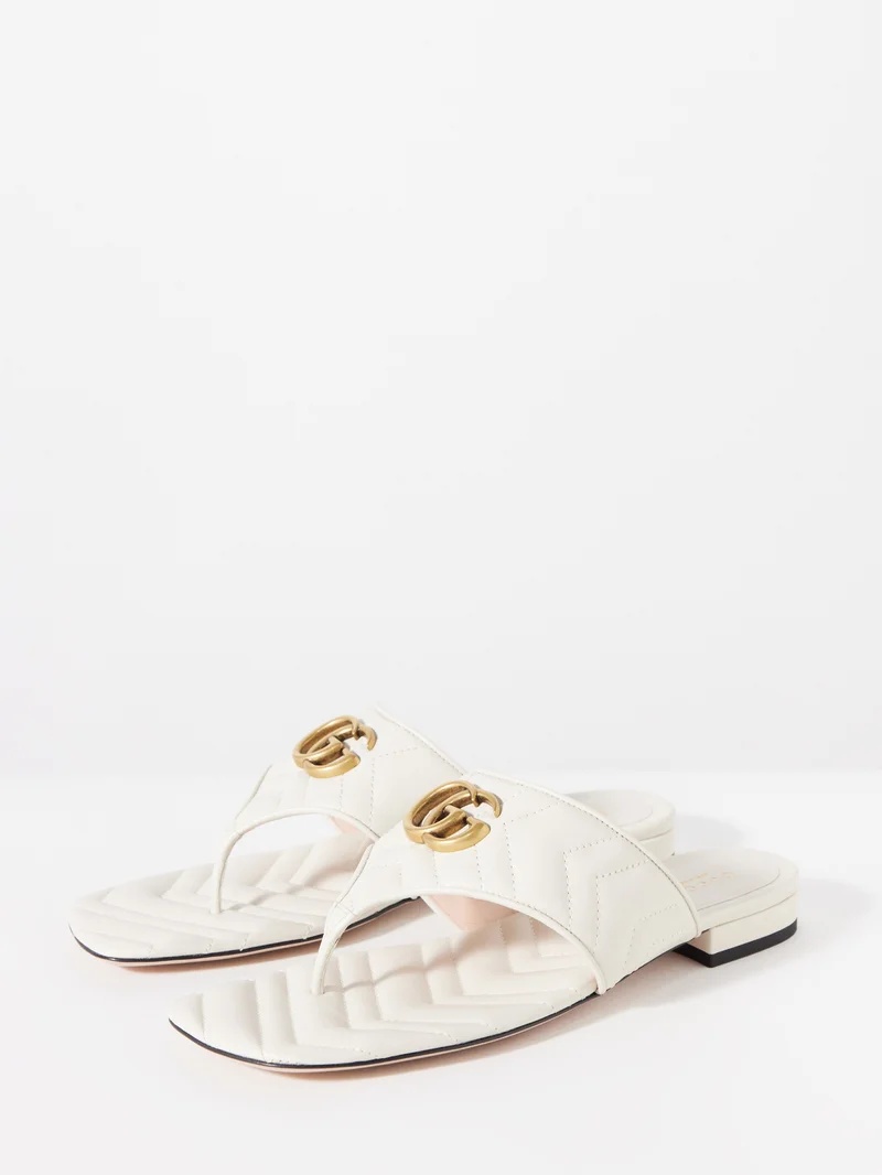 サンダル・ミュール GUCCI Ivory Leather Sandals Interlocking G cutout leather sandals in white - Gucci