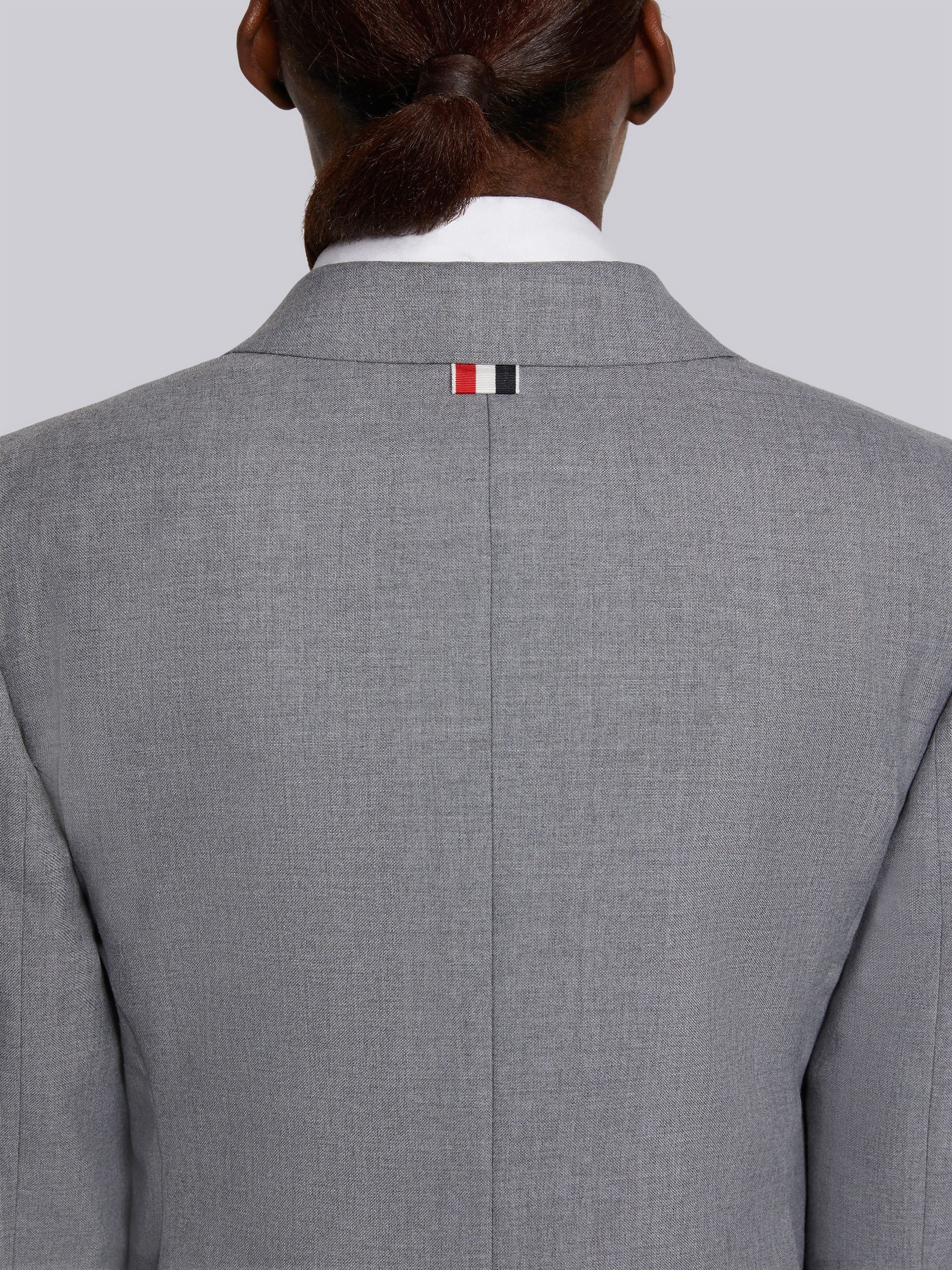 Medium Grey School Uniform Plain Weave High Armhole Single Breasted Sport Coat - 5