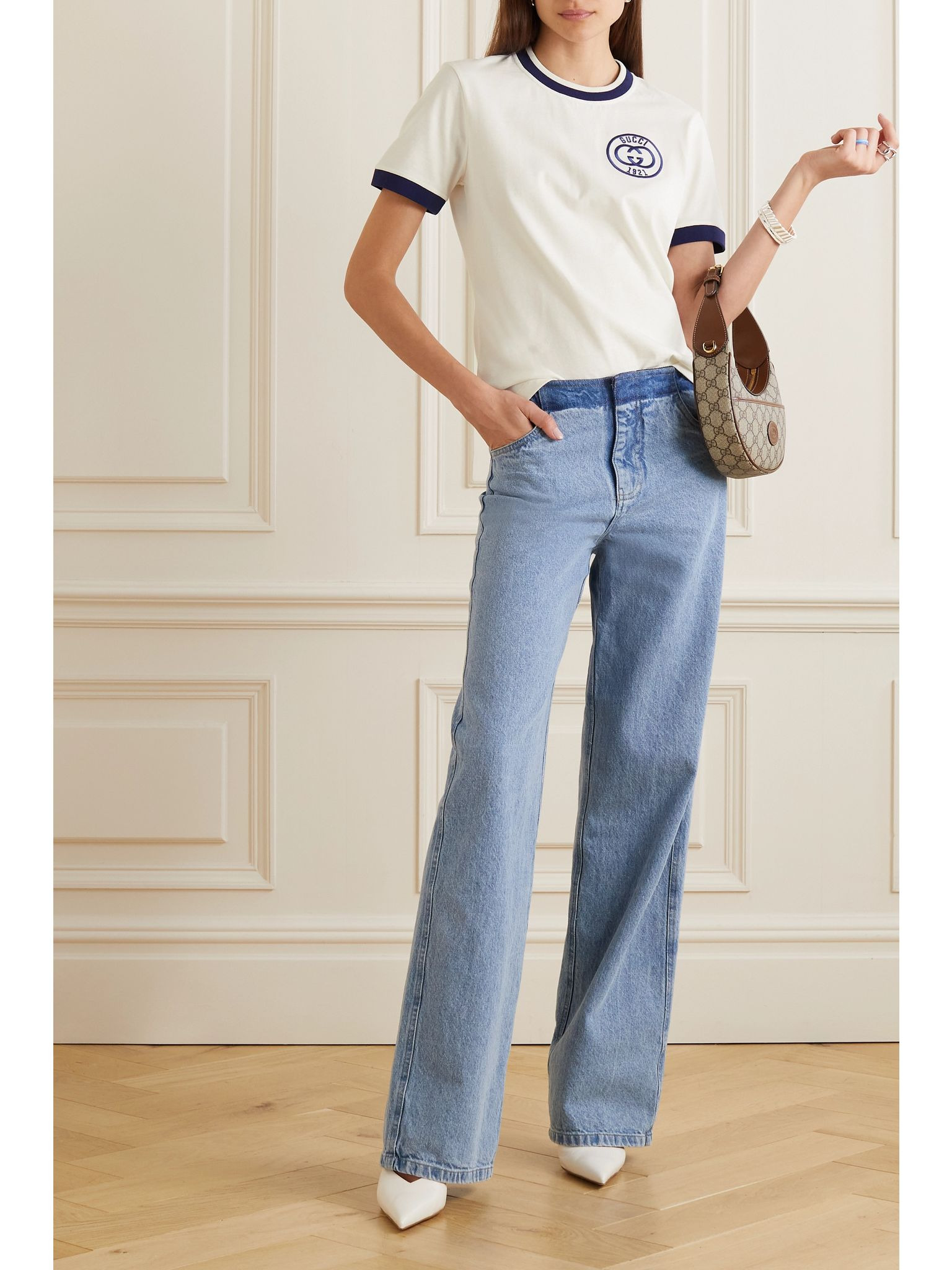 Embroidered cotton-jersey T-shirt White - 2