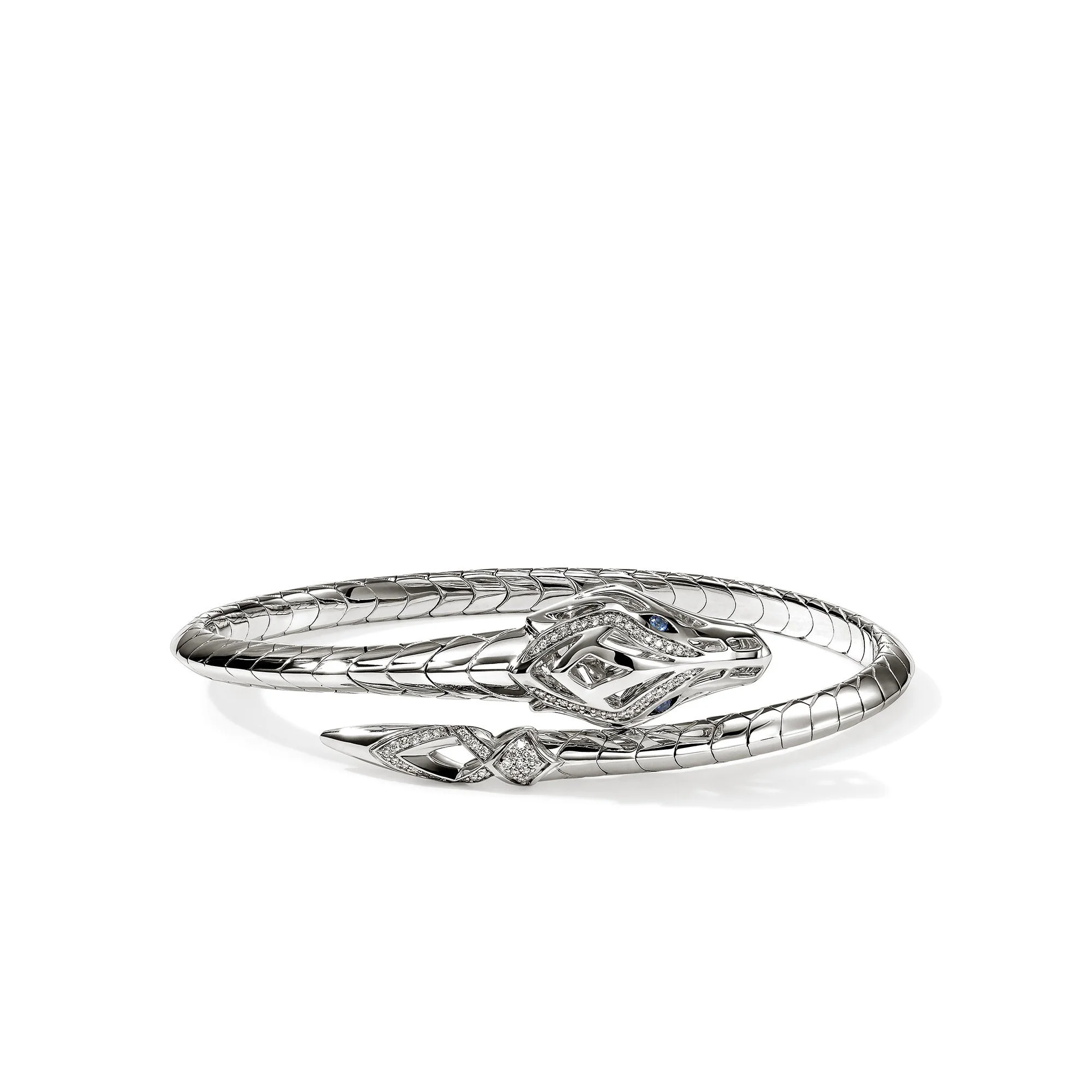 Naga Flex Cuff, Sterling Silver, Diamonds, Blue Sapphires - 1