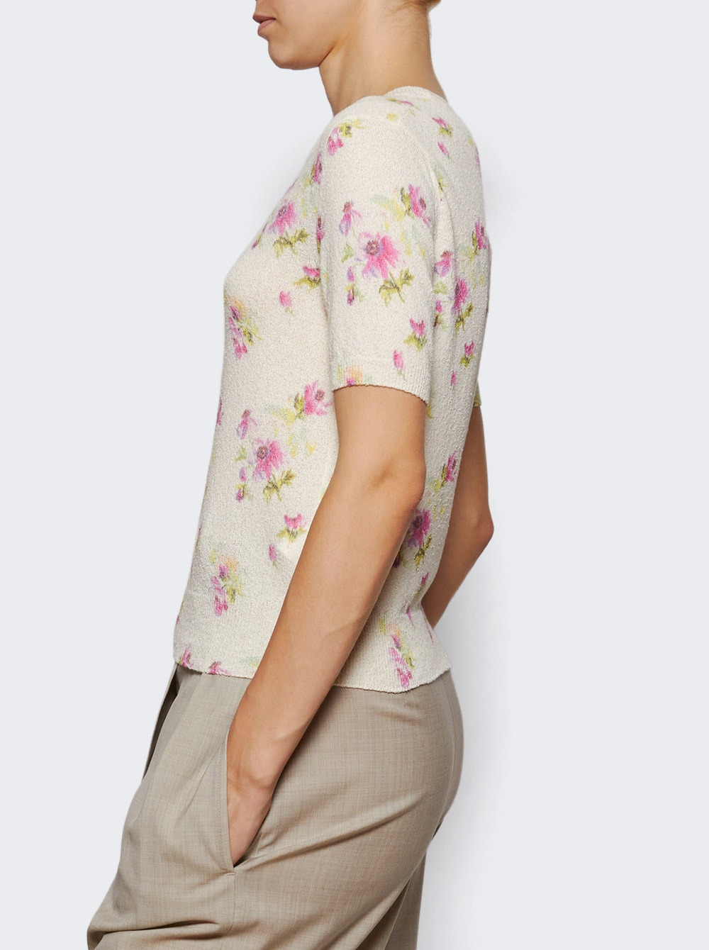 Short Sleeve Sweater Pink Floral - 3