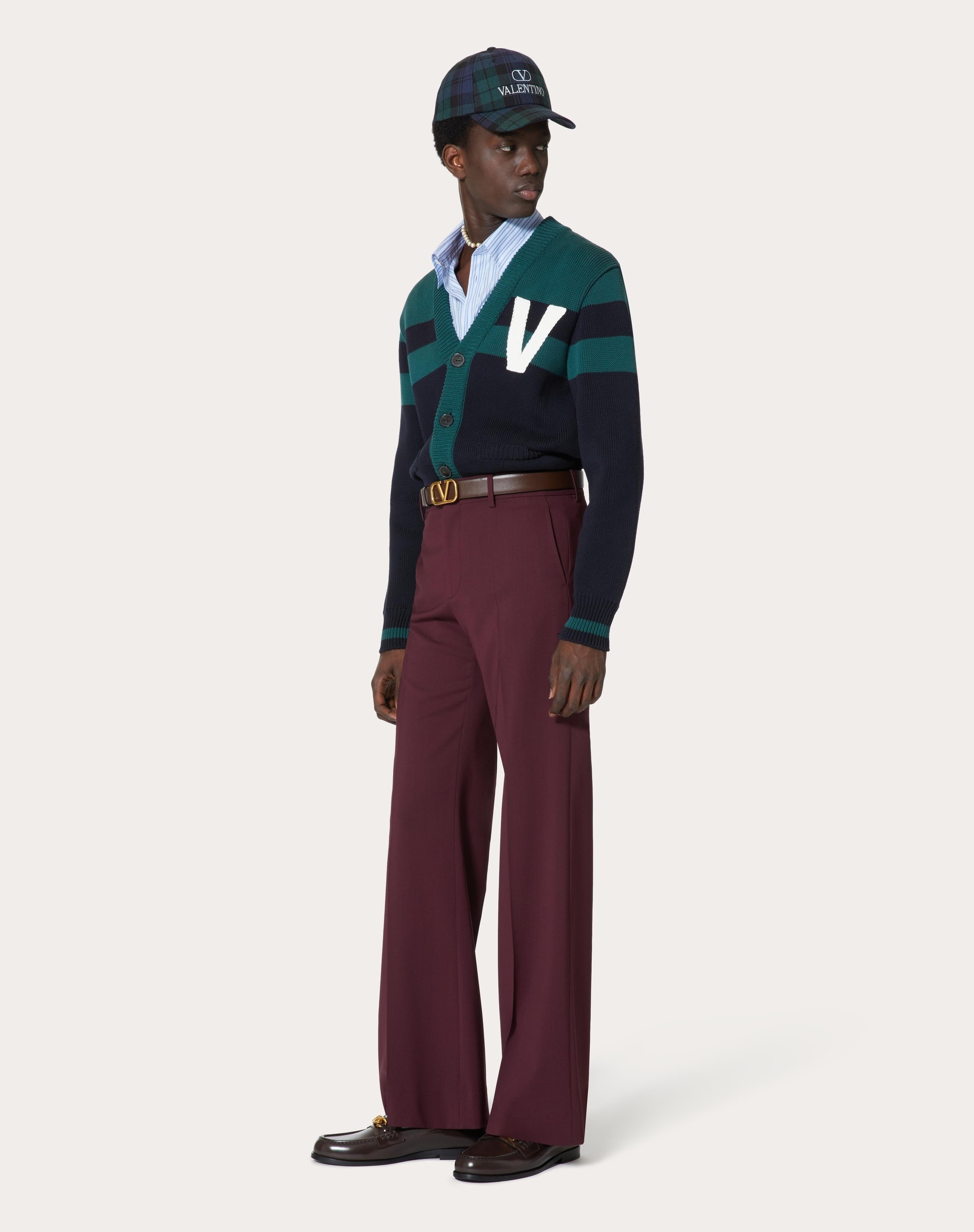 COTTON CARDIGAN WITH EMBROIDERED V LOGO PATCH - 2