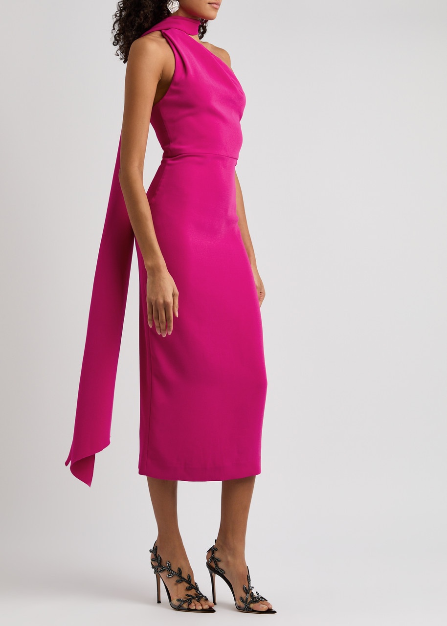 Solace London Samira One-shoulder Scarf-effect Midi Dress - 2