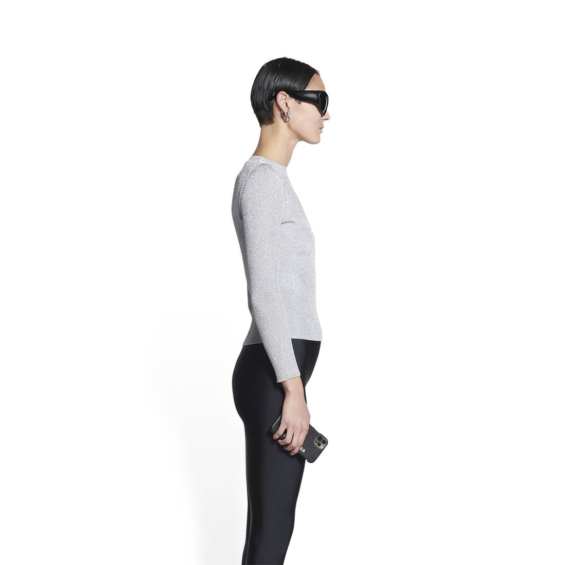Women's Lurex Sweater in Silver - 3