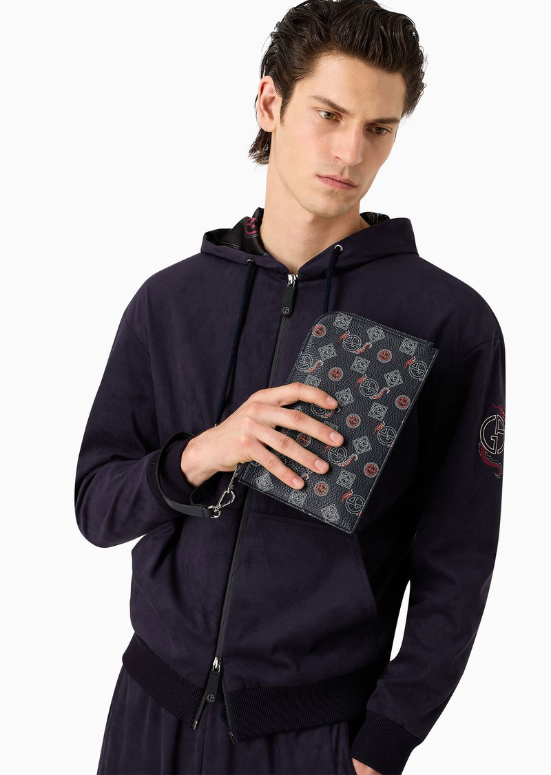 Leather pouch with all-over monogram 6