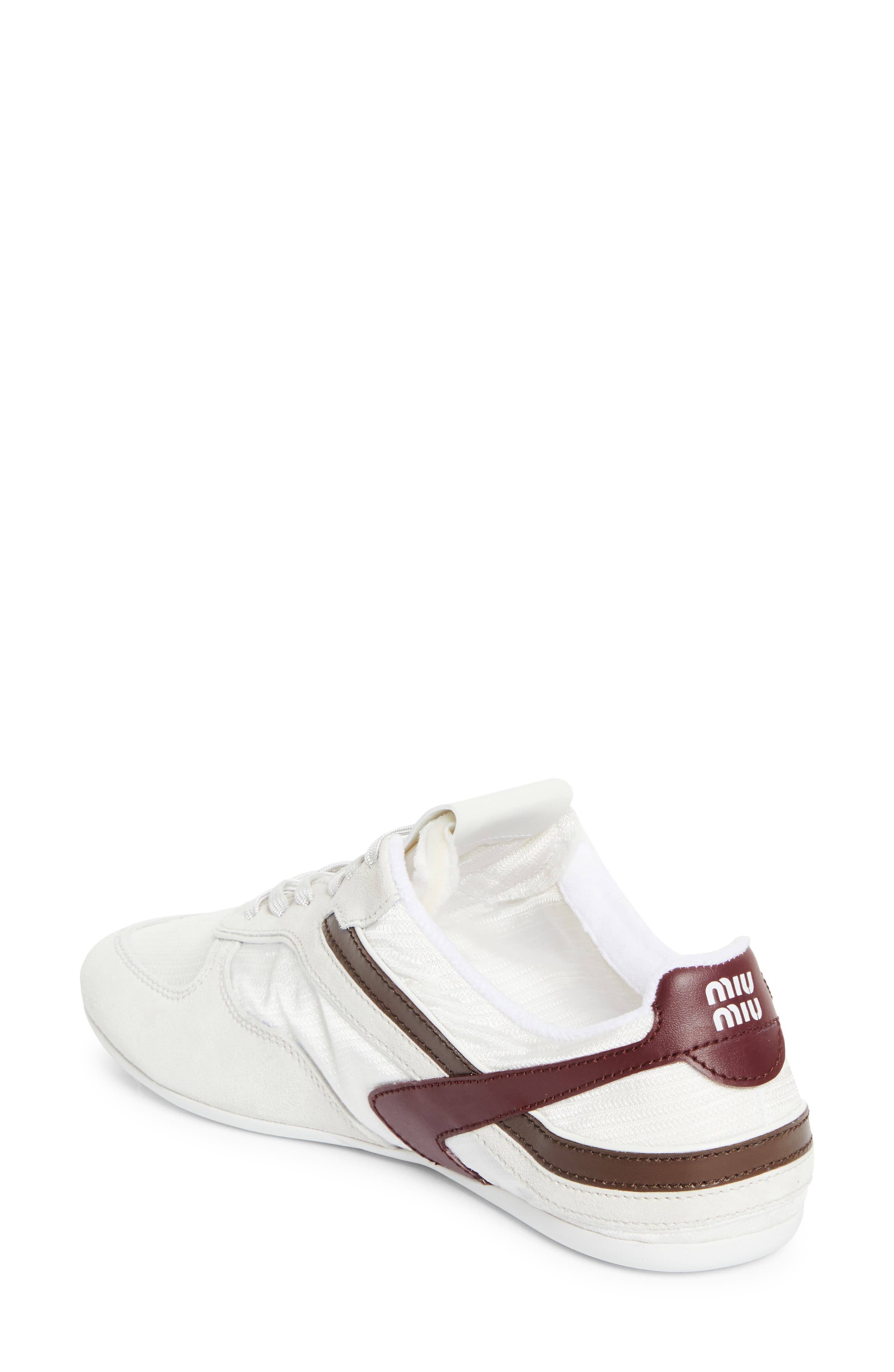 Miu Miu Gymnasium Low Top Sneaker in Bianco/Amaranto at Nordstrom - 2