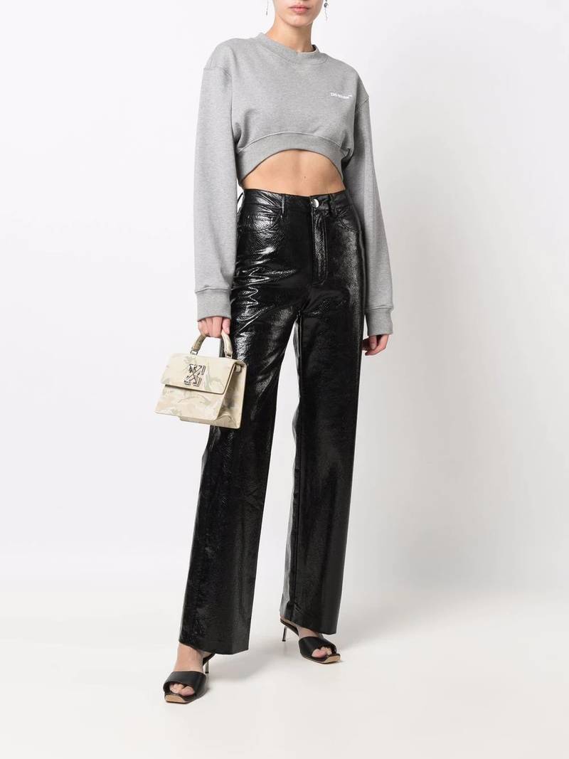 Off-White Helvetic cropped crew neck sweatshirt outlook