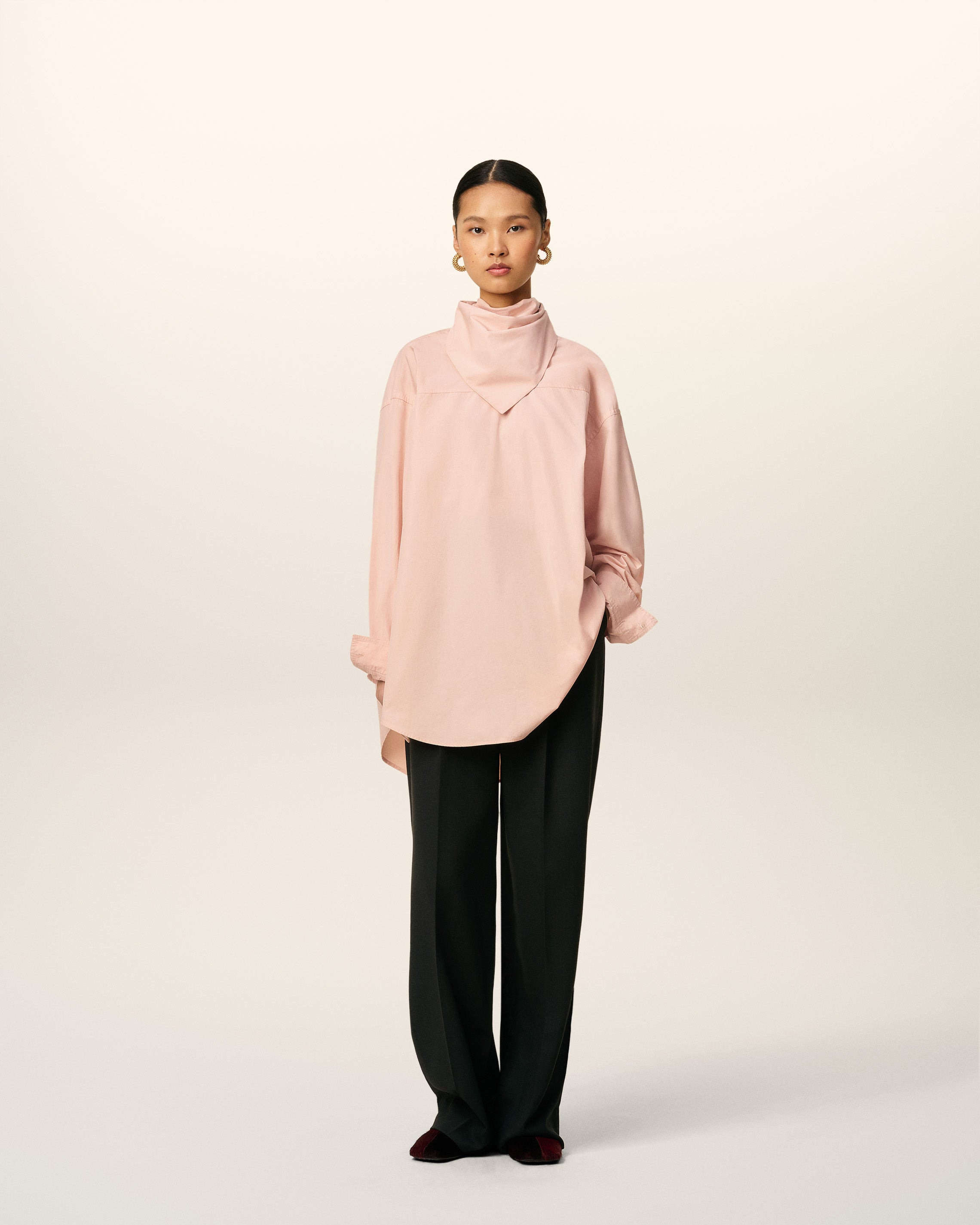 PINK COTTON LONG SLEEVES BANDANA BLOUSE - 2