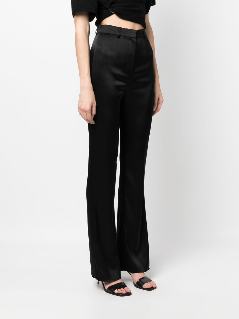 high-waisted satin trousers - 3