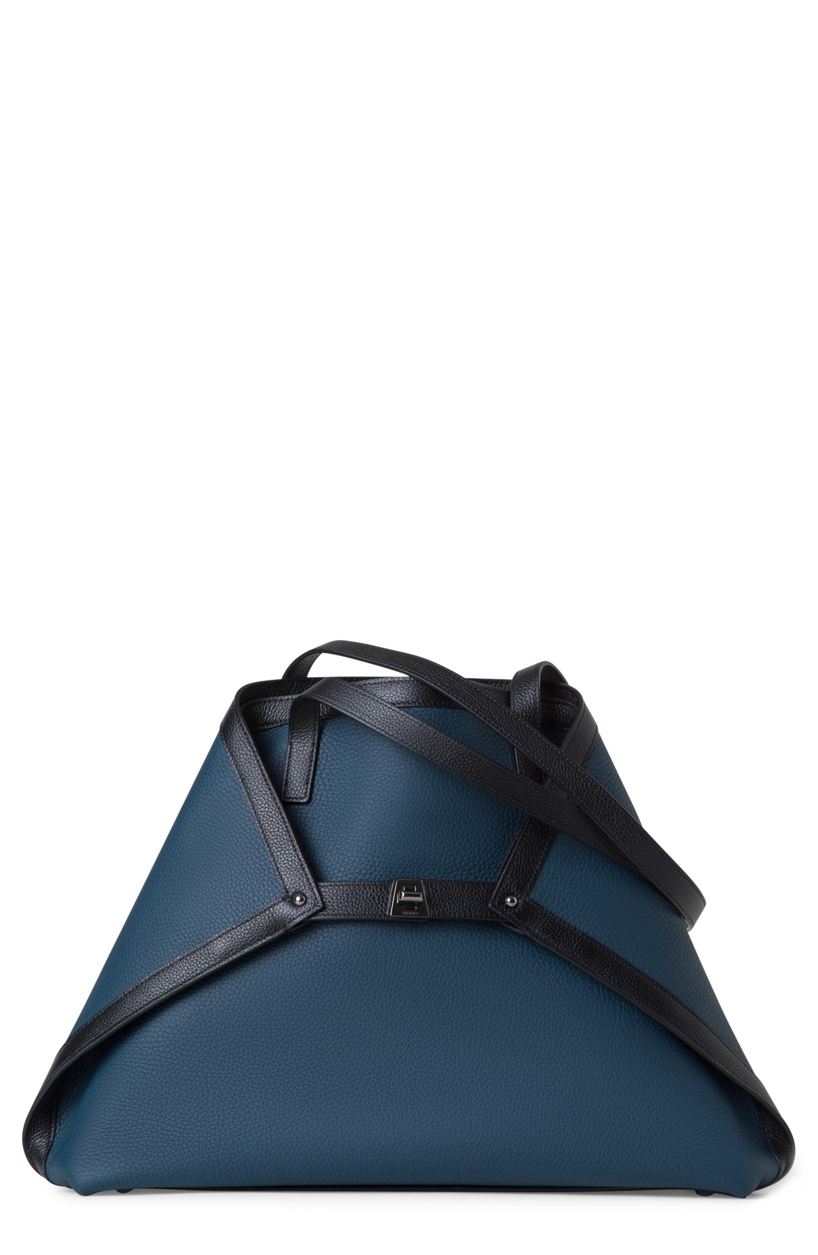 Akris Medium AI Colorblock Leather Tote in Pacific/Black at Nordstrom - 1