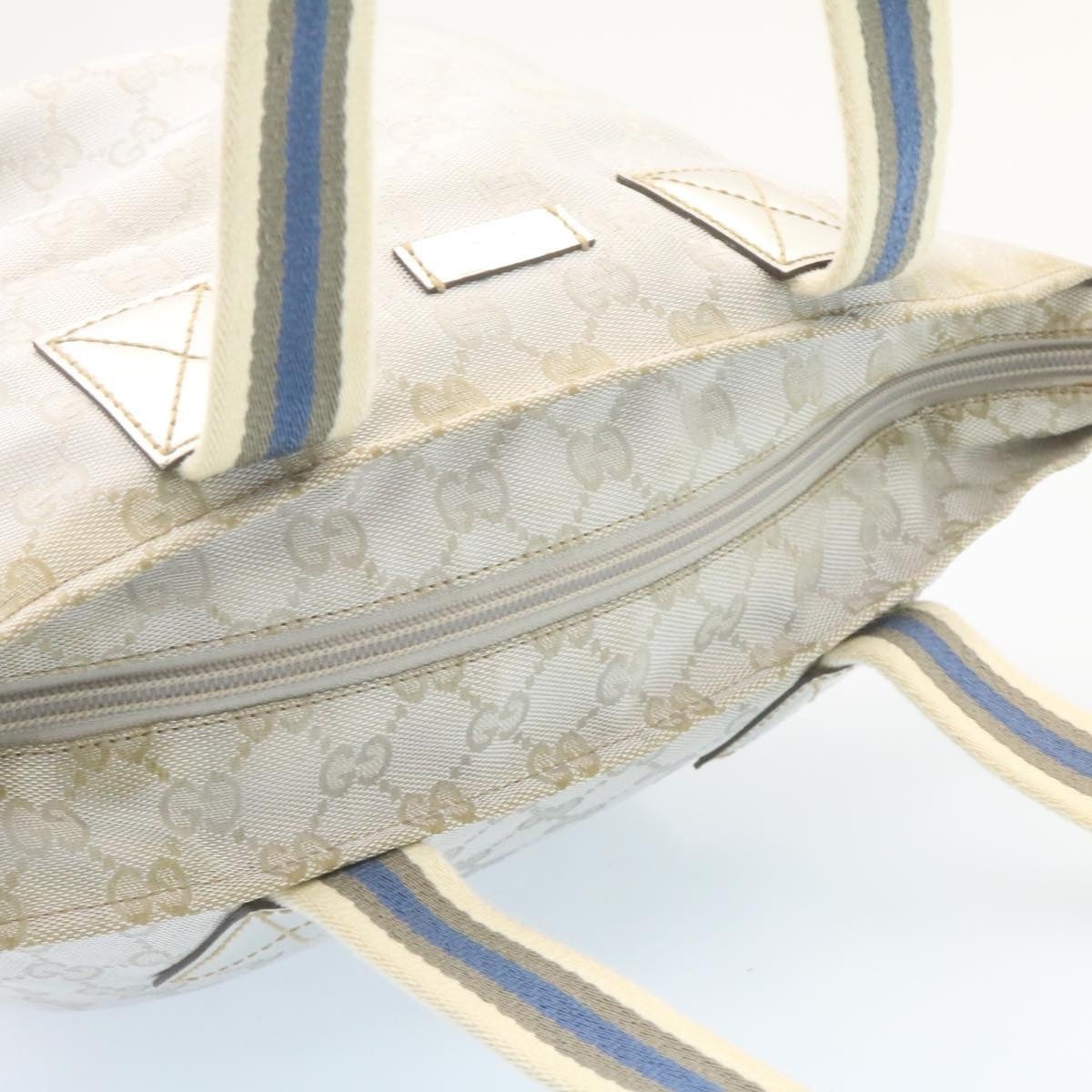 GUCCI Sherry Line GG Canvas Tote Bag Silver Blue - 7