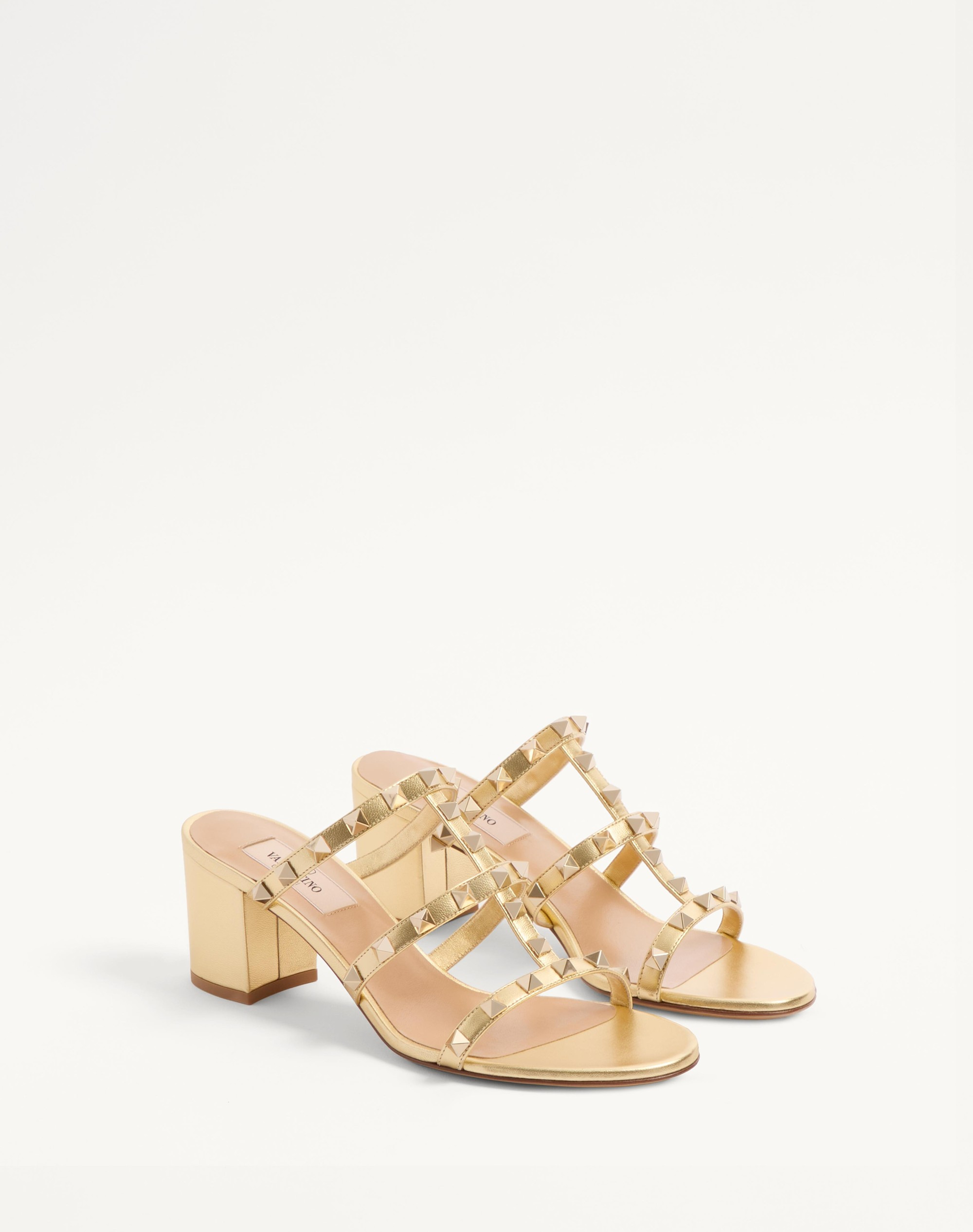 ROCKSTUD SLIDE SANDAL IN LAMINATED NAPPA 60MM - 3