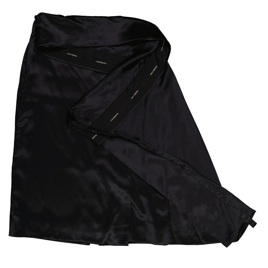 Burberry Ladies Black Silk Satin Foldover Skirt - 2
