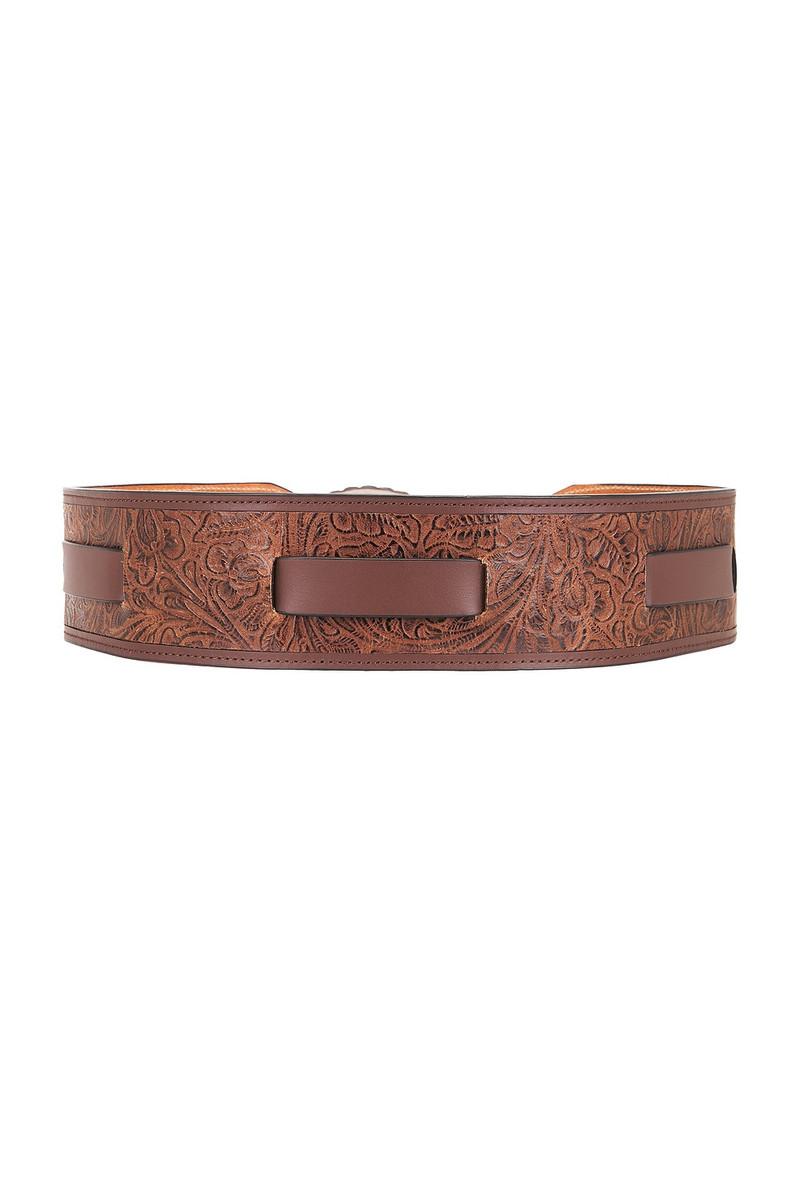 THE GREAT. The Tooled Waist Belt X Stetson Collab outlook