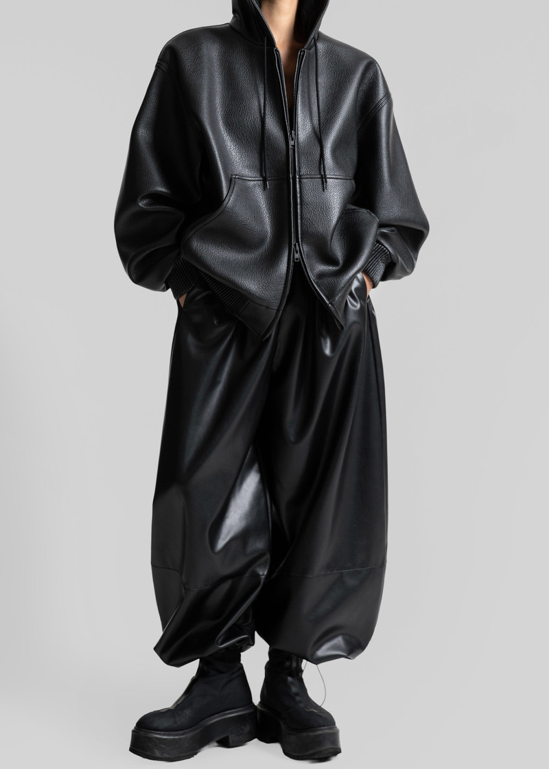 Kodai Faux Leather Bomber Jacket - Black 8