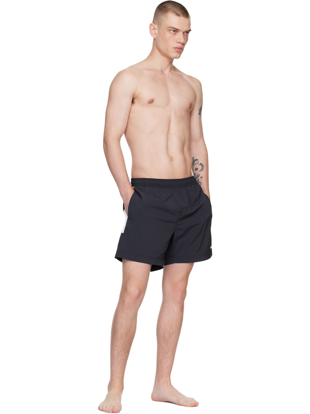 Black Printed Logo Swim Shorts - 4