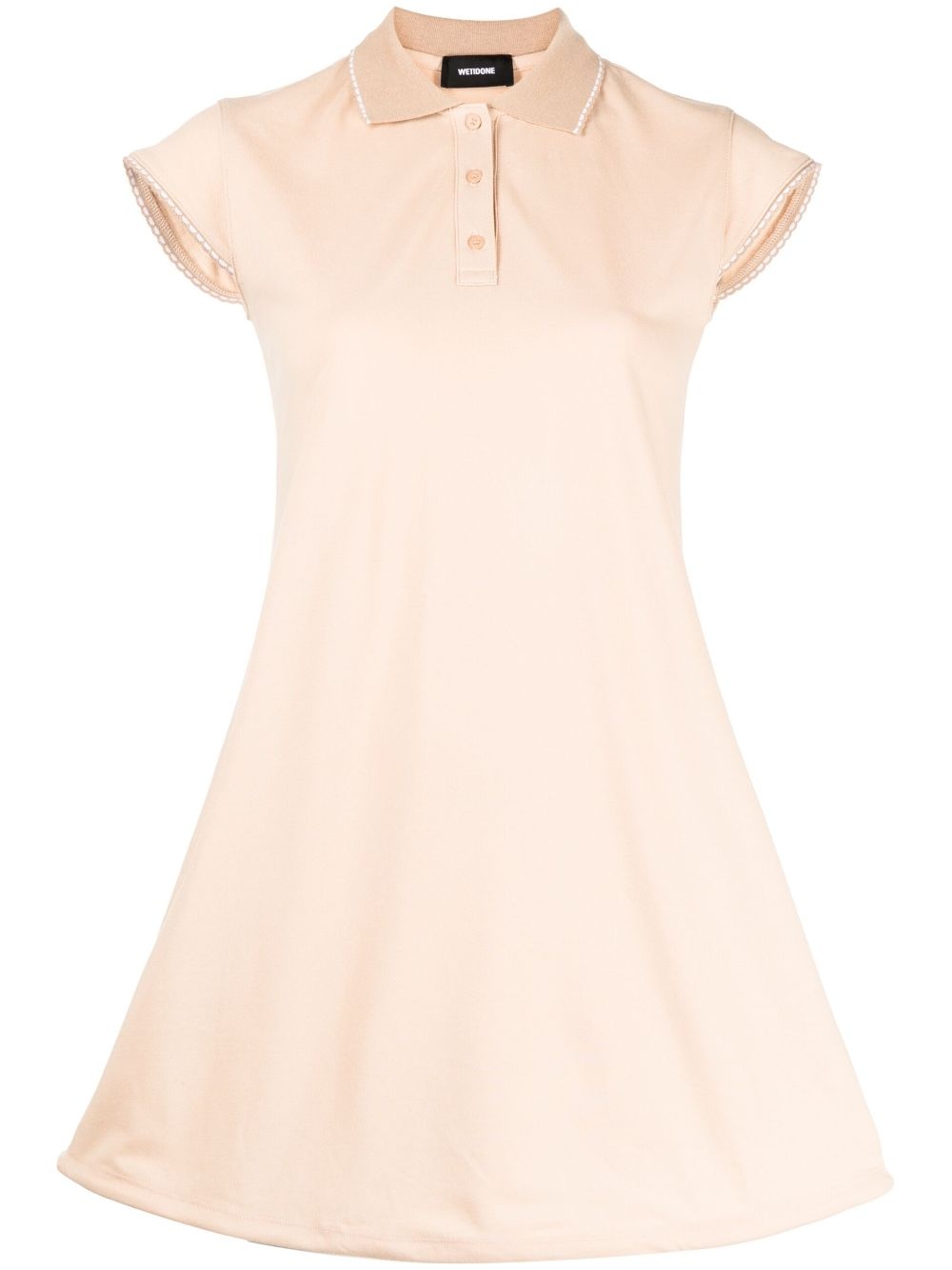 contrasting-trim flared cotton dress - 1