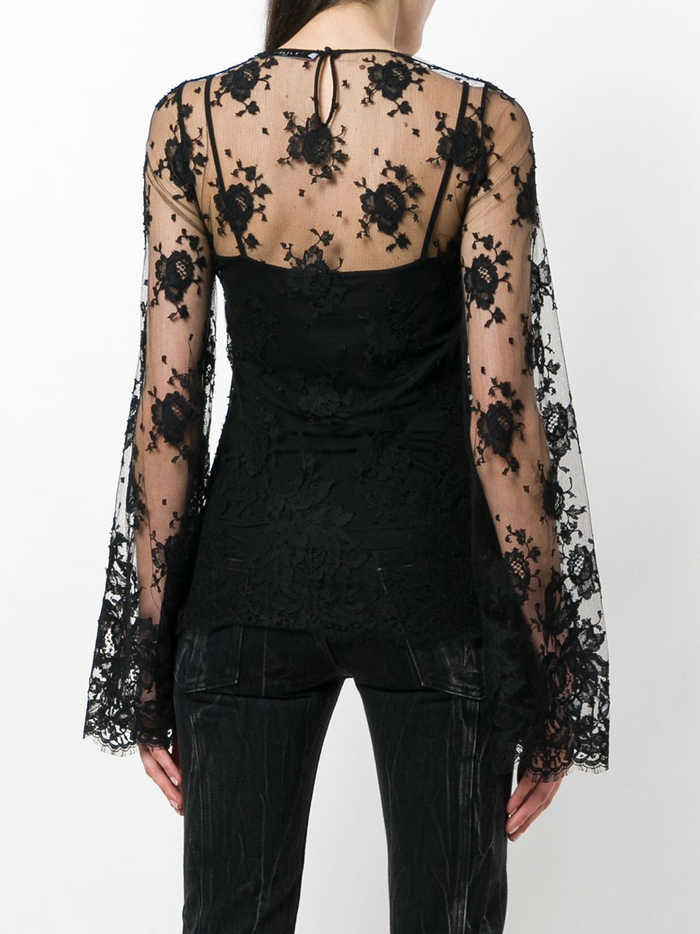 sheer floral lace blouse - 4