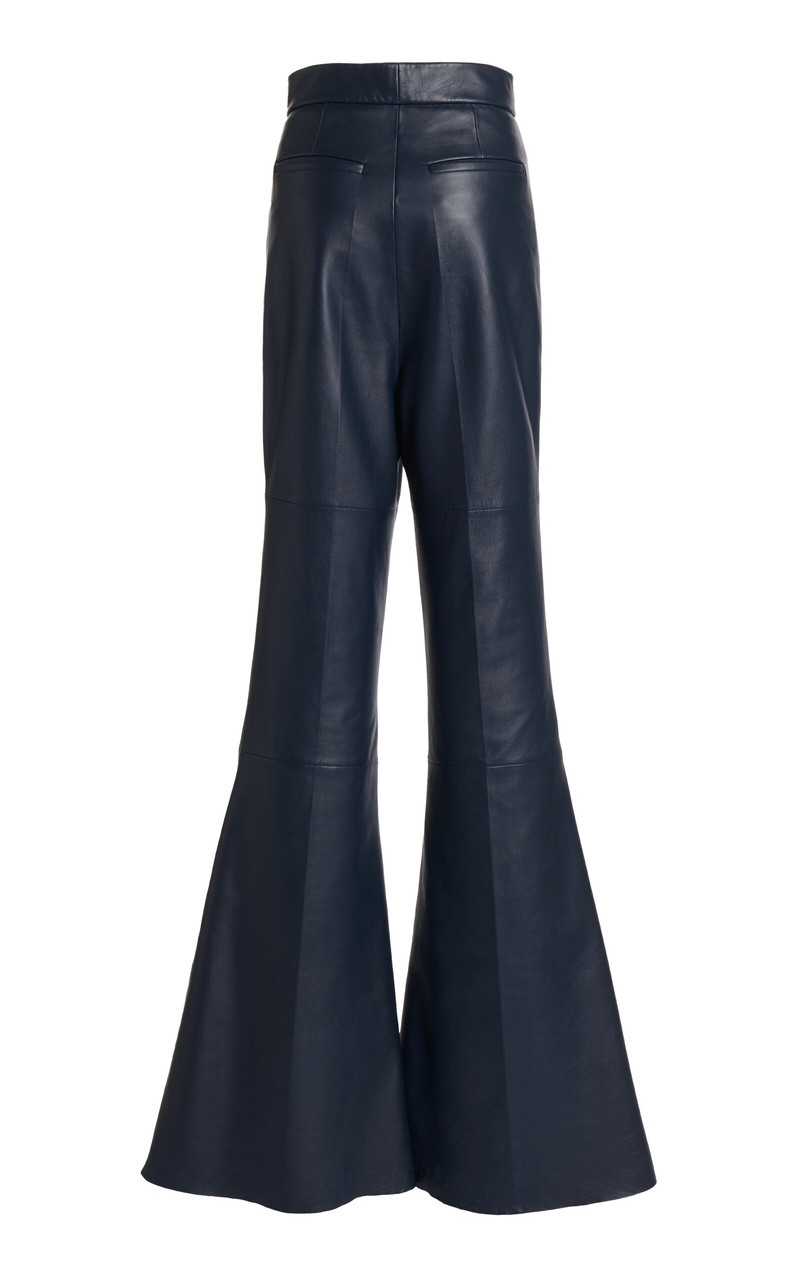 Lamb Leather High-Waisted Flared Pants black 3