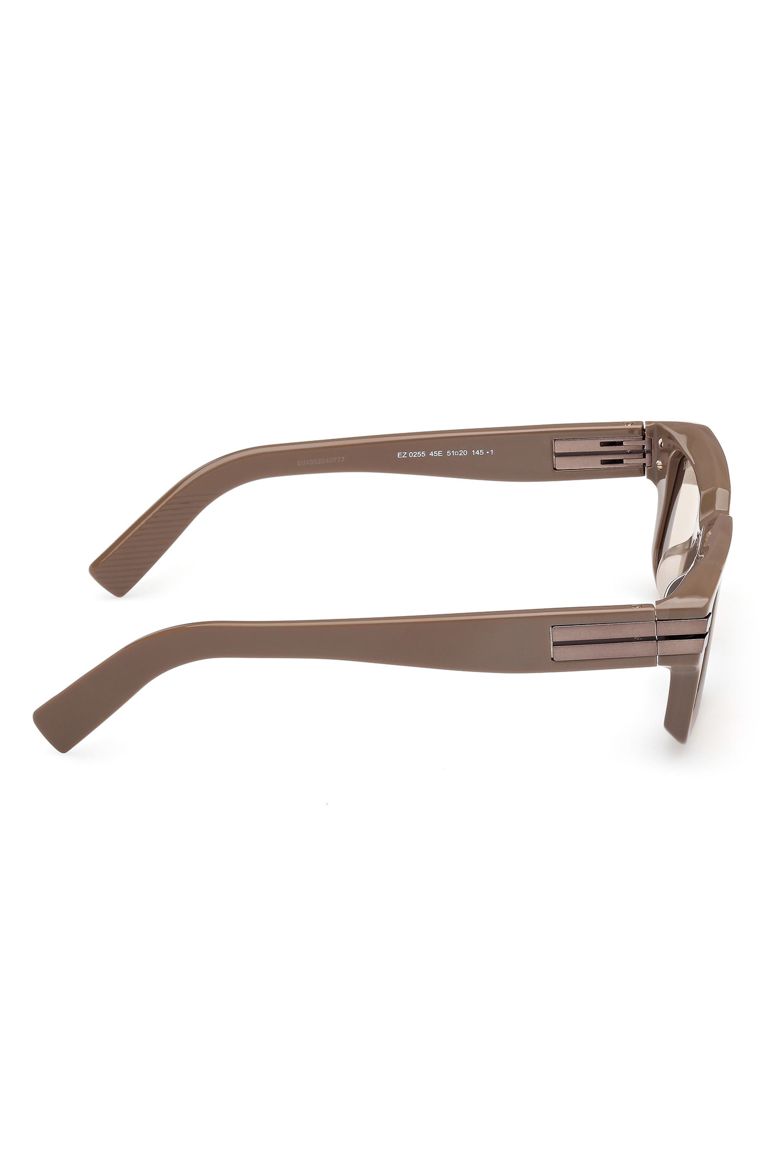 ZEGNA 51mm Rectangular Sunglasses in Shiny Light Brown at Nordstrom - 3