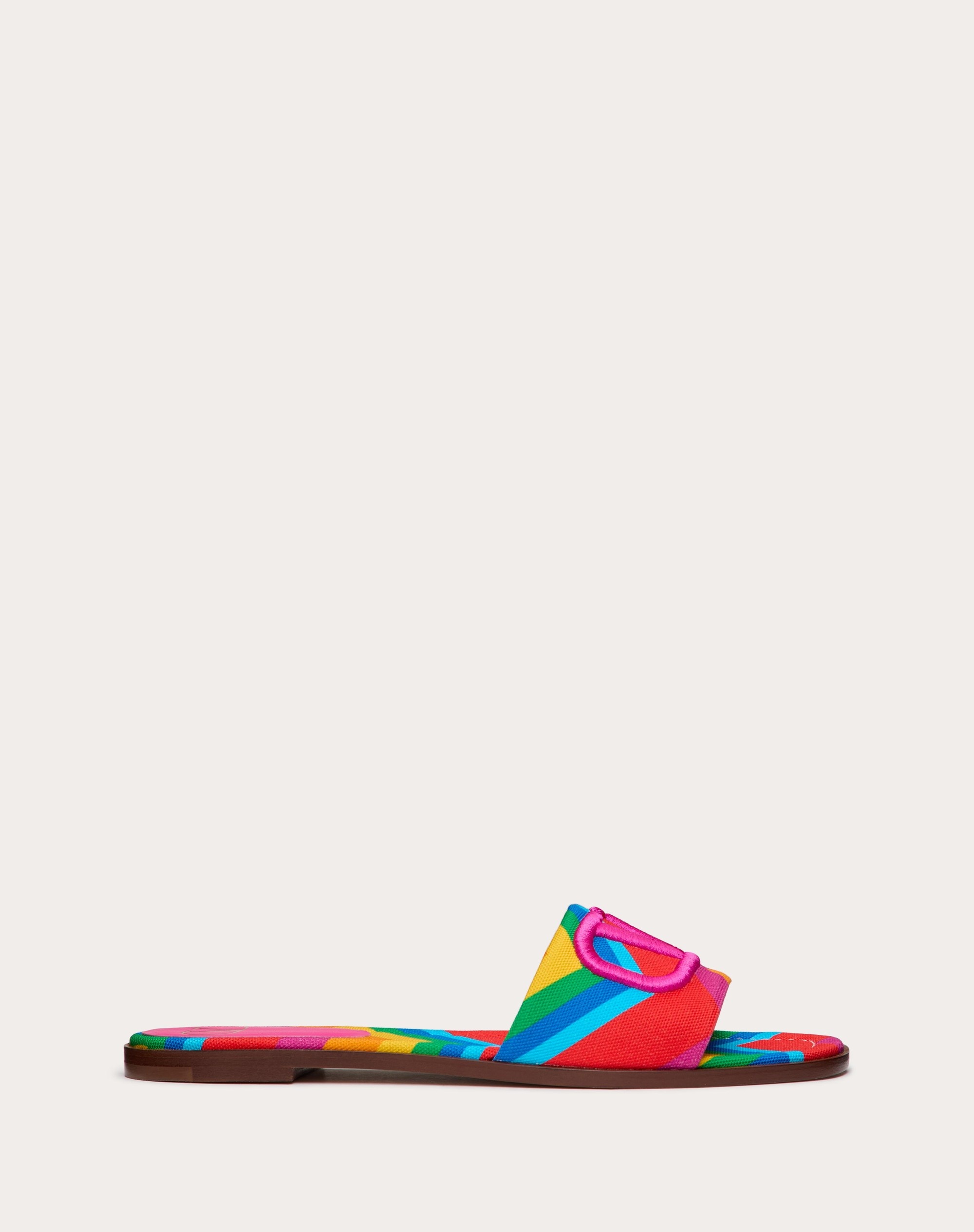 VALENTINO GARAVANI ESCAPE SLIDE SANDAL IN CANVAS WITH CHEVRON24 PRINT - 1