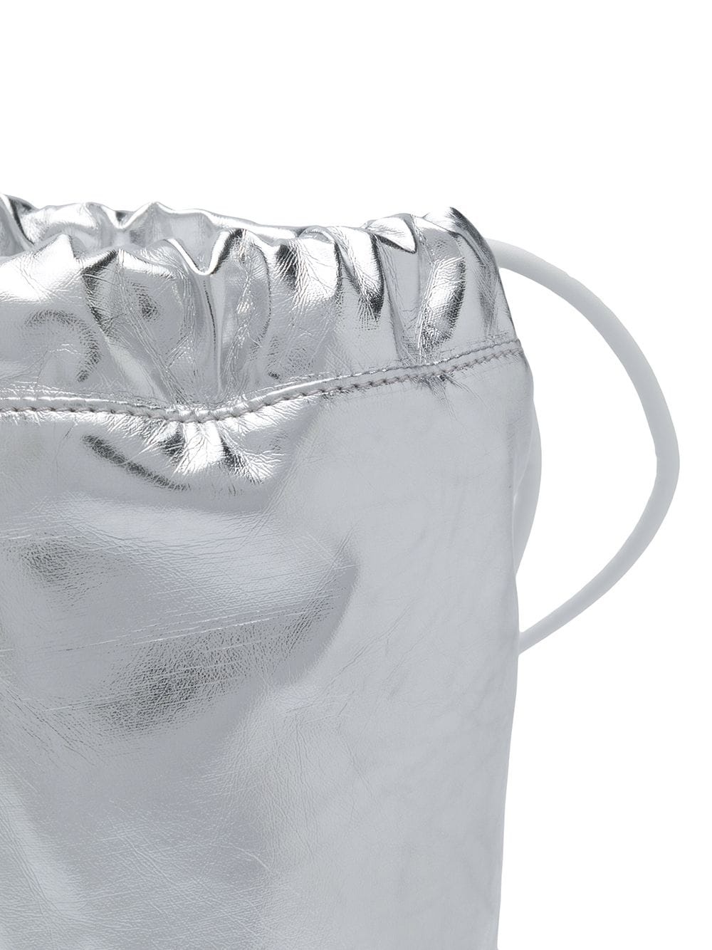 silver drawstring bucket bag - 4