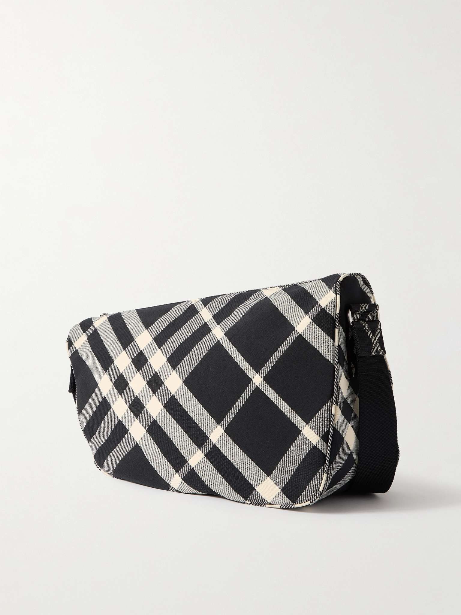 Large Shield Checked Jacquard Messenger Bag - 4