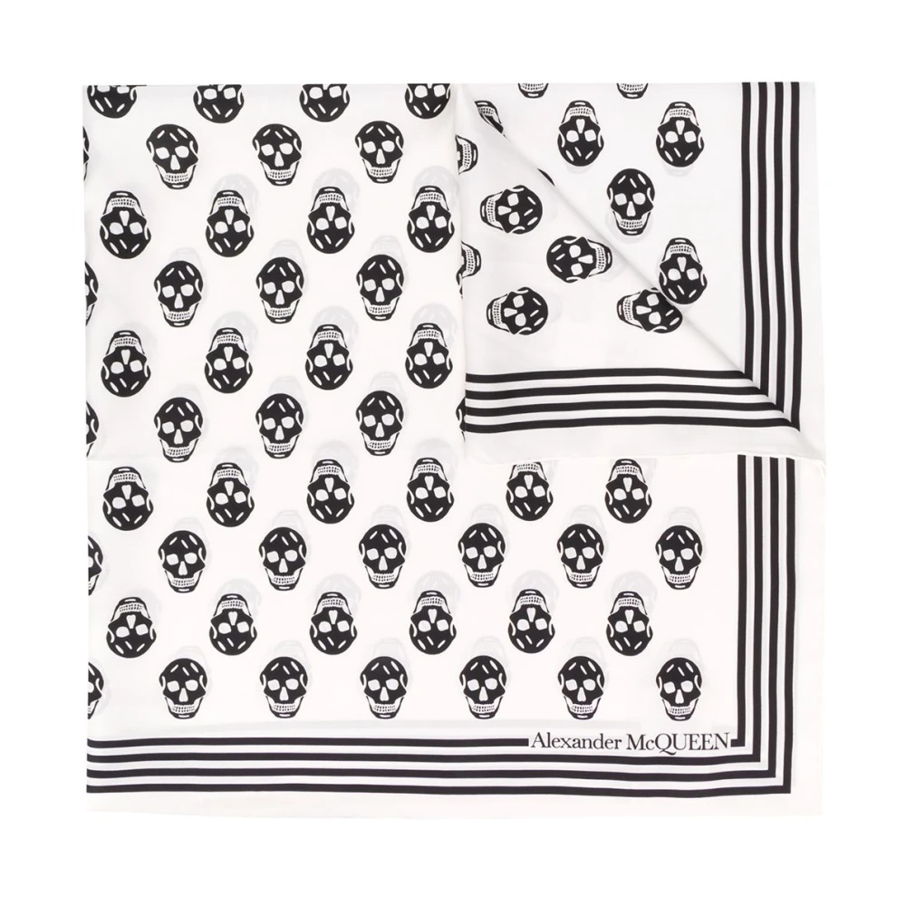 Alexander McQueen BIKER SKULL PRINT SILK SCARF | miinto
