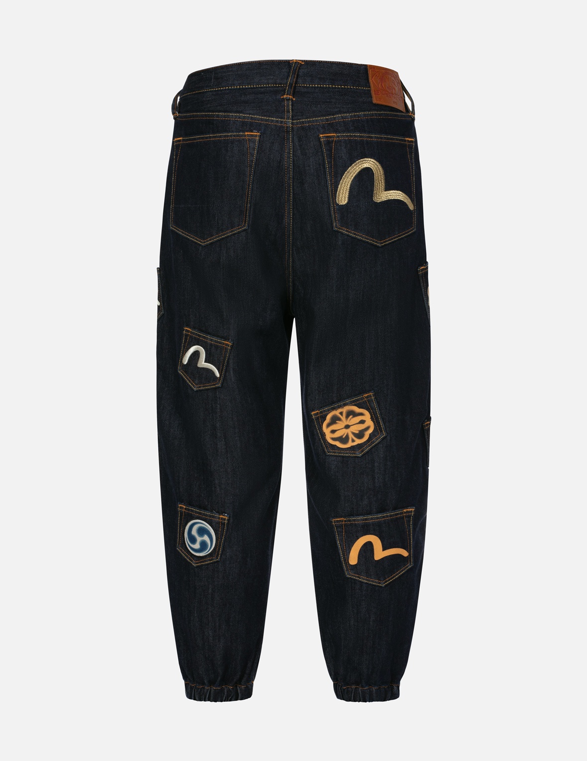 MULTI POCKET WITH SEAGULL EMBROIDERY RELAX FIT DENIM JOGGERS - 2