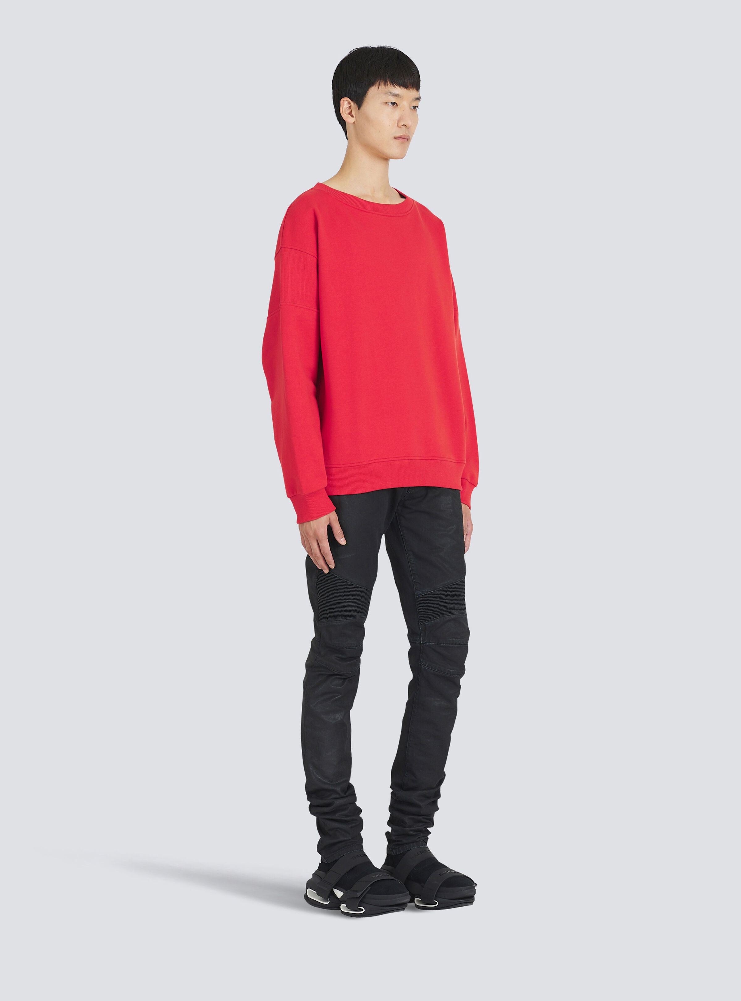 Eco-designed cotton sweatshirt with Balmain logo print - 5