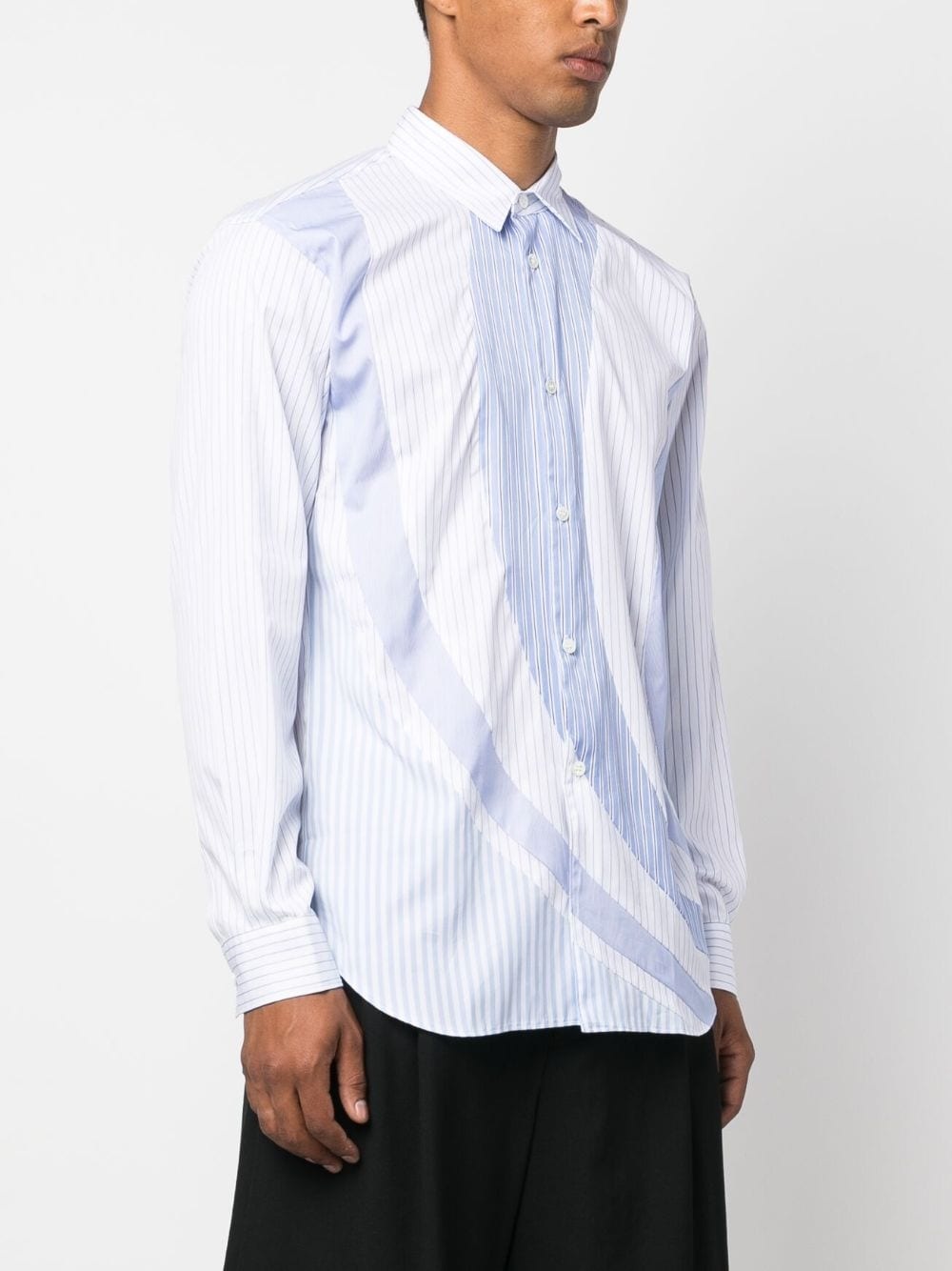 striped panelled long-sleeve shirt - 3