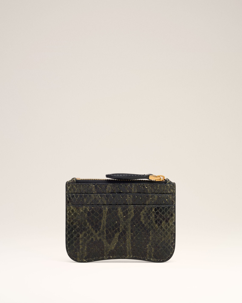 AMI Paris GREEN LEATHER ZIPPED CARD HOLDER outlook