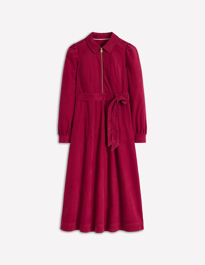 Adelaide Zip Cord Midi Dress-Burgundy Red 1
