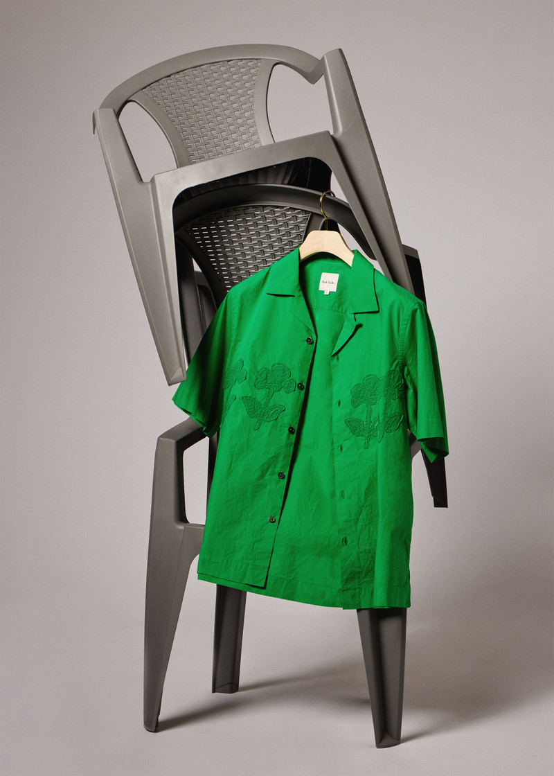 Paul Smith Green Cotton Applique Short-Sleeve Shirt outlook