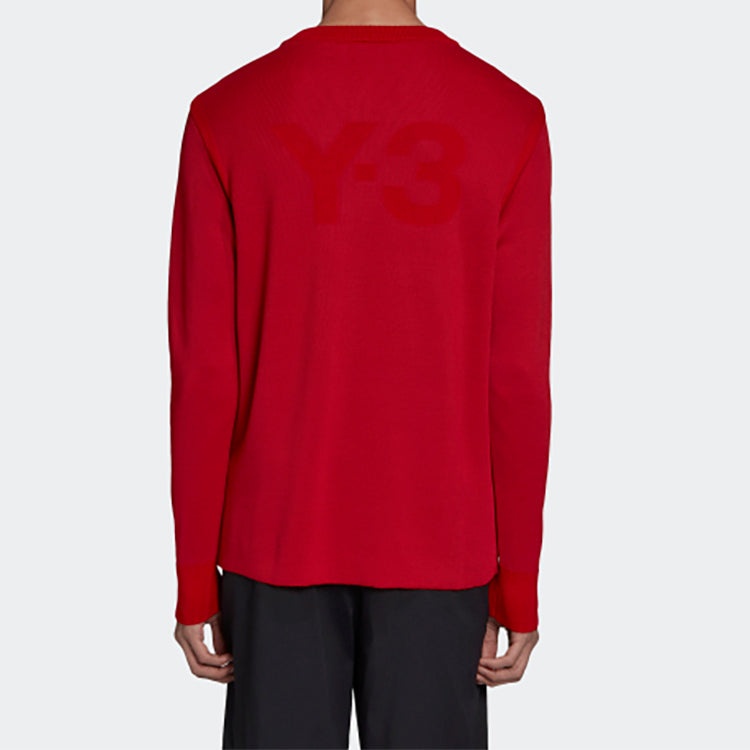 Men's Y-3 CL KN CRW SWT Round Neck Loose Sports Red FM1156 - 4